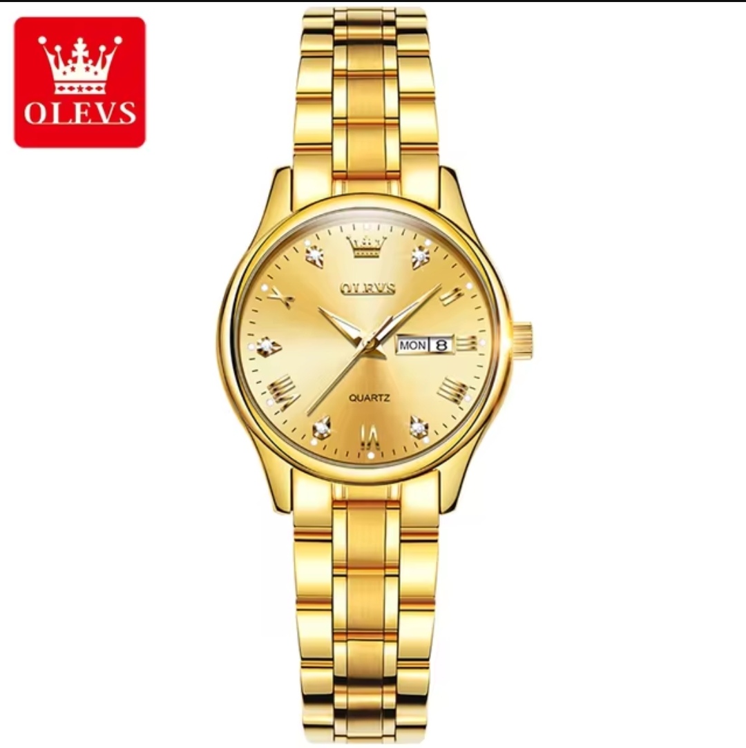 OLEVS 5563 Ladies Chain Watch- Golden Dial+Bezel+Chain- TF Code OL671CF_img_0