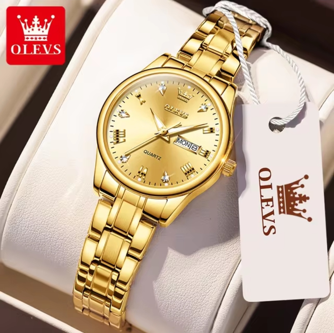 OLEVS 5563 Ladies Chain Watch- Golden Dial+Bezel+Chain- TF Code OL671CF_img_1