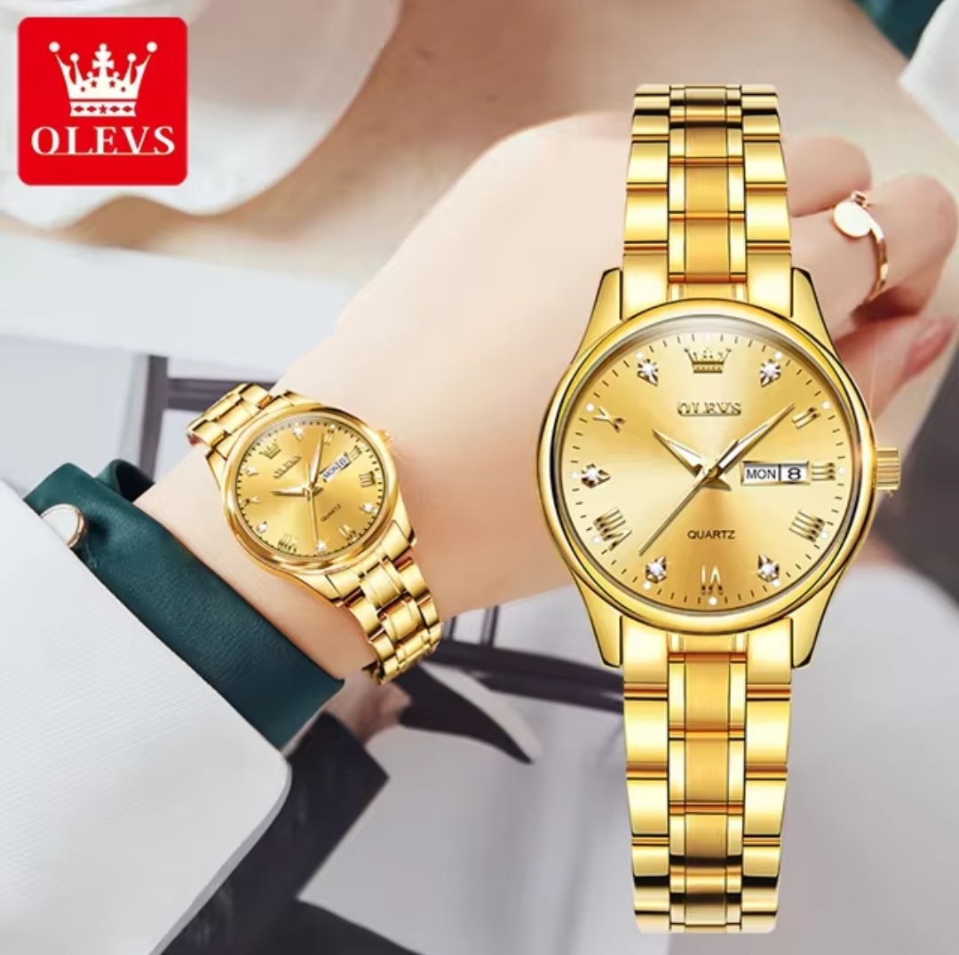 OLEVS 5563 Ladies Chain Watch- Golden Dial+Bezel+Chain- TF Code OL671CF_img_2