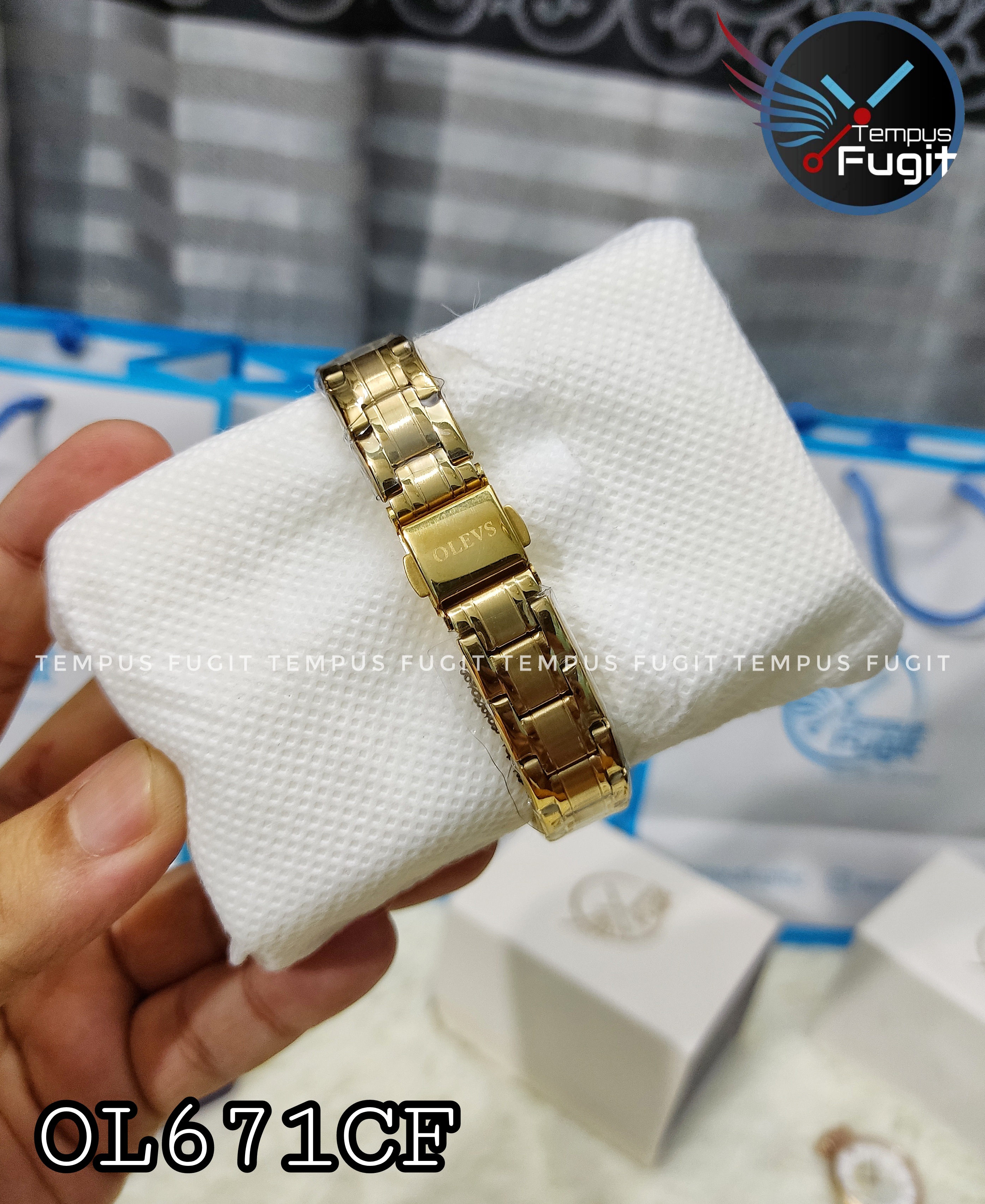 OLEVS 5563 Ladies Chain Watch- Golden Dial+Bezel+Chain- TF Code OL671CF_img_10