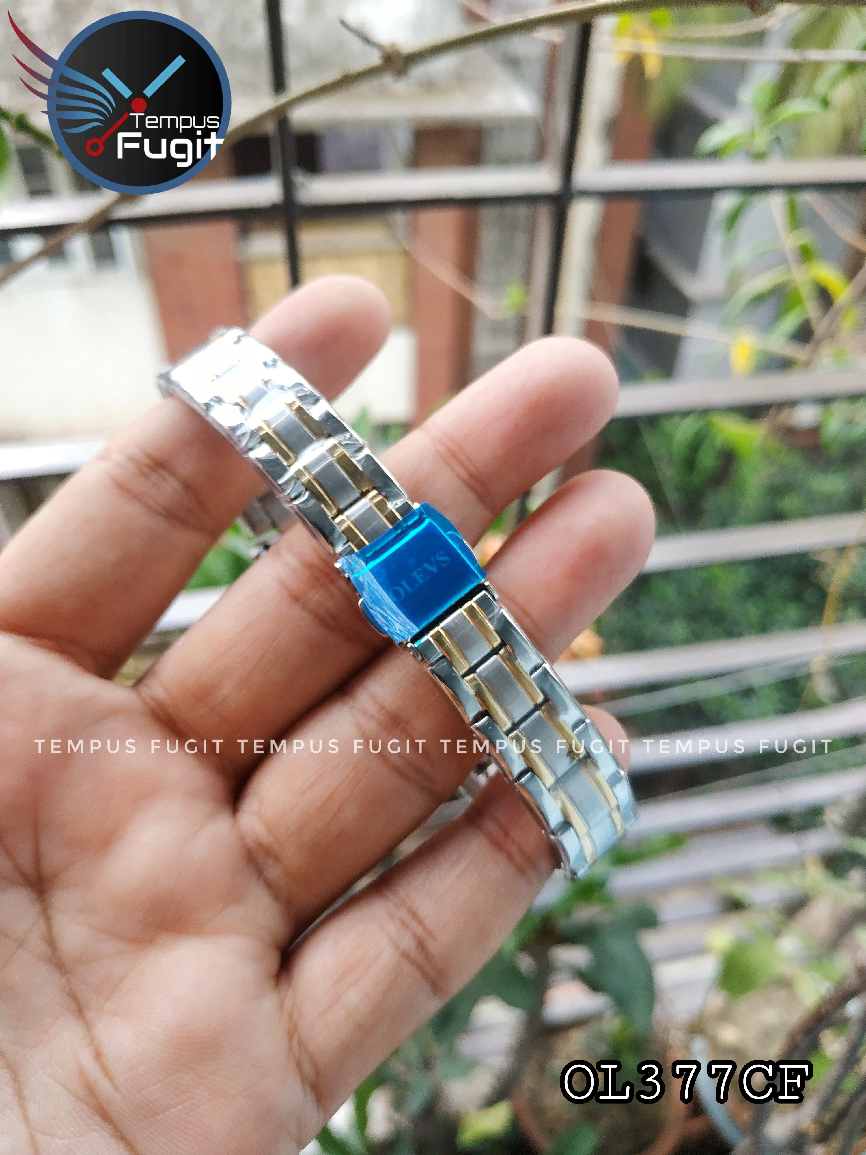 OLEVS 5563 Ladies Chain Watch- Black Dial- Golden Bezel- Golden+Silver Chain- TF Code OL377CF_img_4