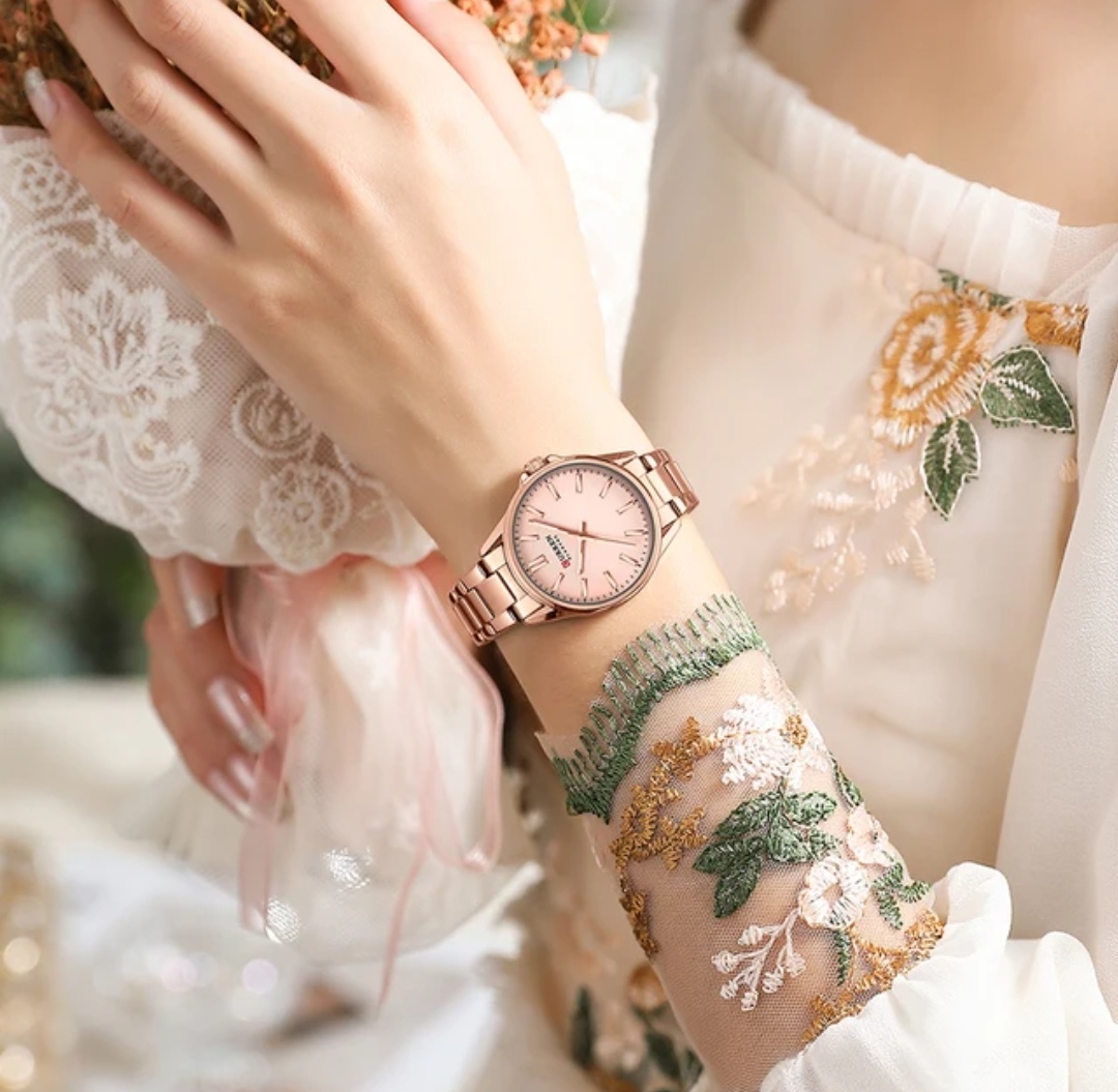 Curren 9090 Ladies Chain Watch - Rose Golden Dial- Rose Golden Bezel- Rose Golden Chain- TF Code CR752CF_img_3