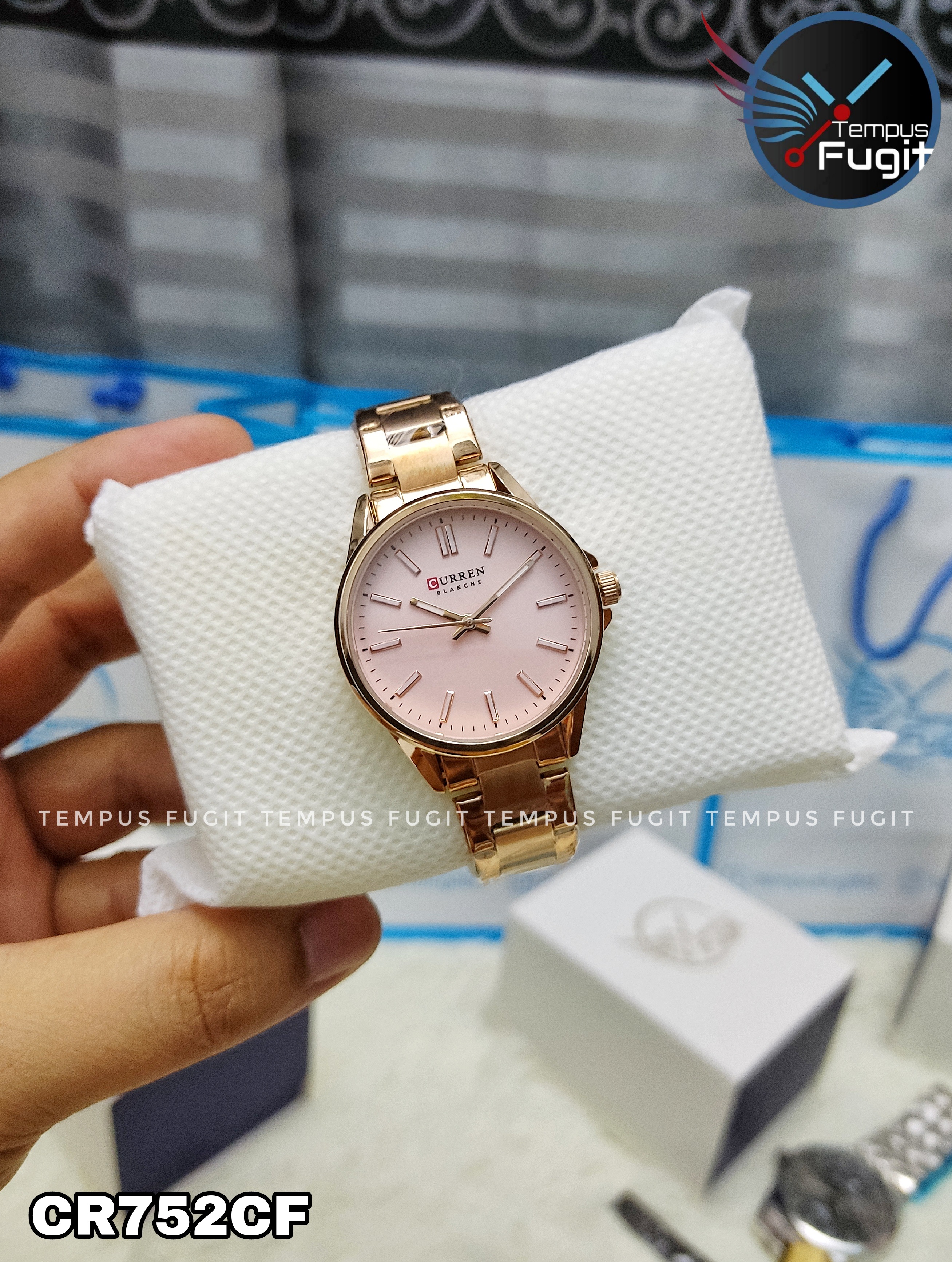 Curren 9090 Ladies Chain Watch - Rose Golden Dial- Rose Golden Bezel- Rose Golden Chain- TF Code CR752CF_img_4