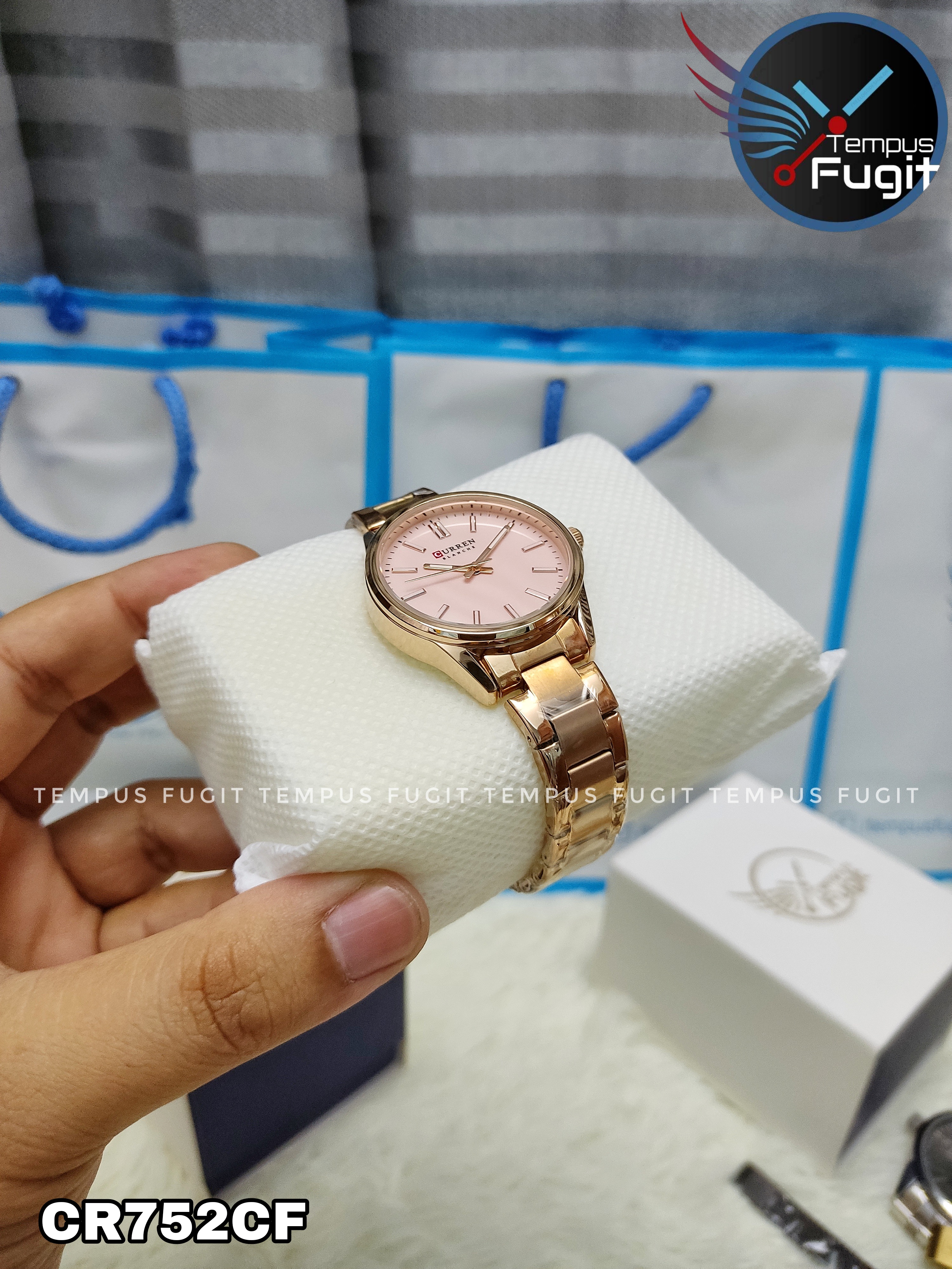 Curren 9090 Ladies Chain Watch - Rose Golden Dial- Rose Golden Bezel- Rose Golden Chain- TF Code CR752CF_img_5