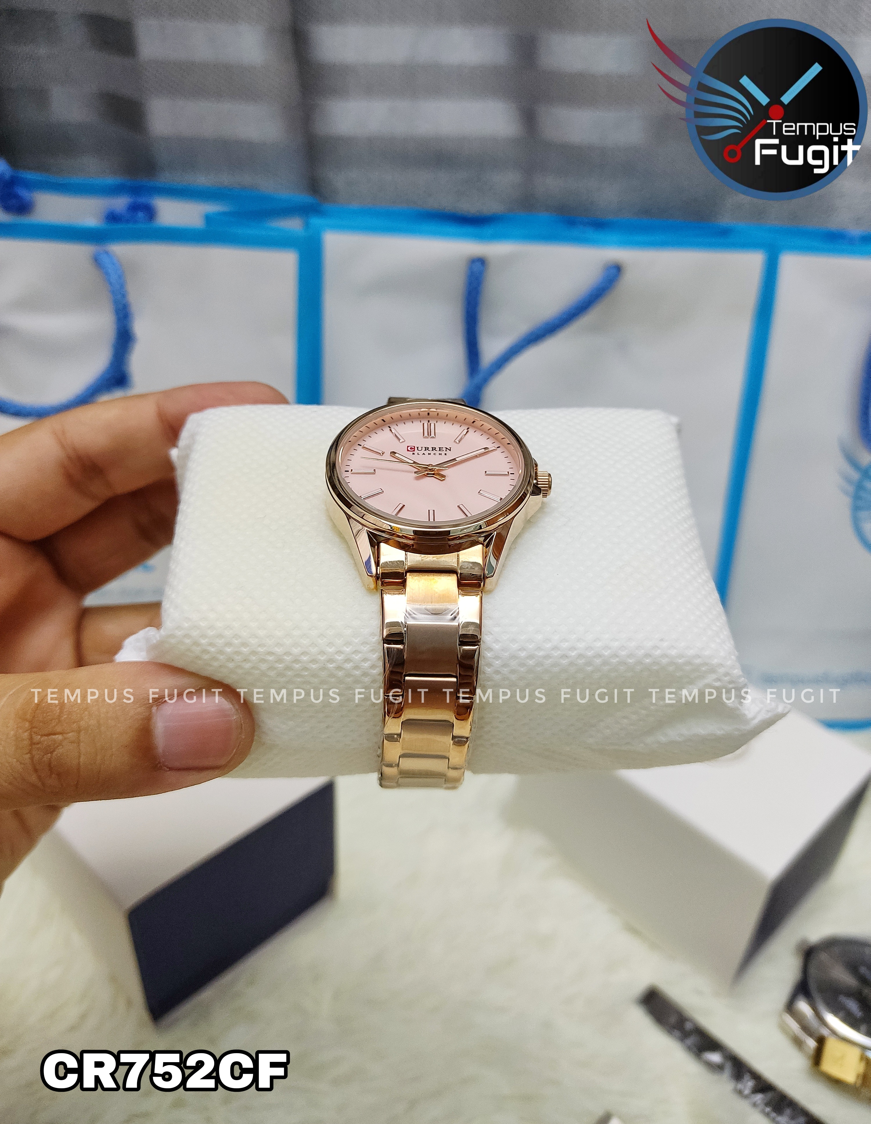 Curren 9090 Ladies Chain Watch - Rose Golden Dial- Rose Golden Bezel- Rose Golden Chain- TF Code CR752CF_img_6