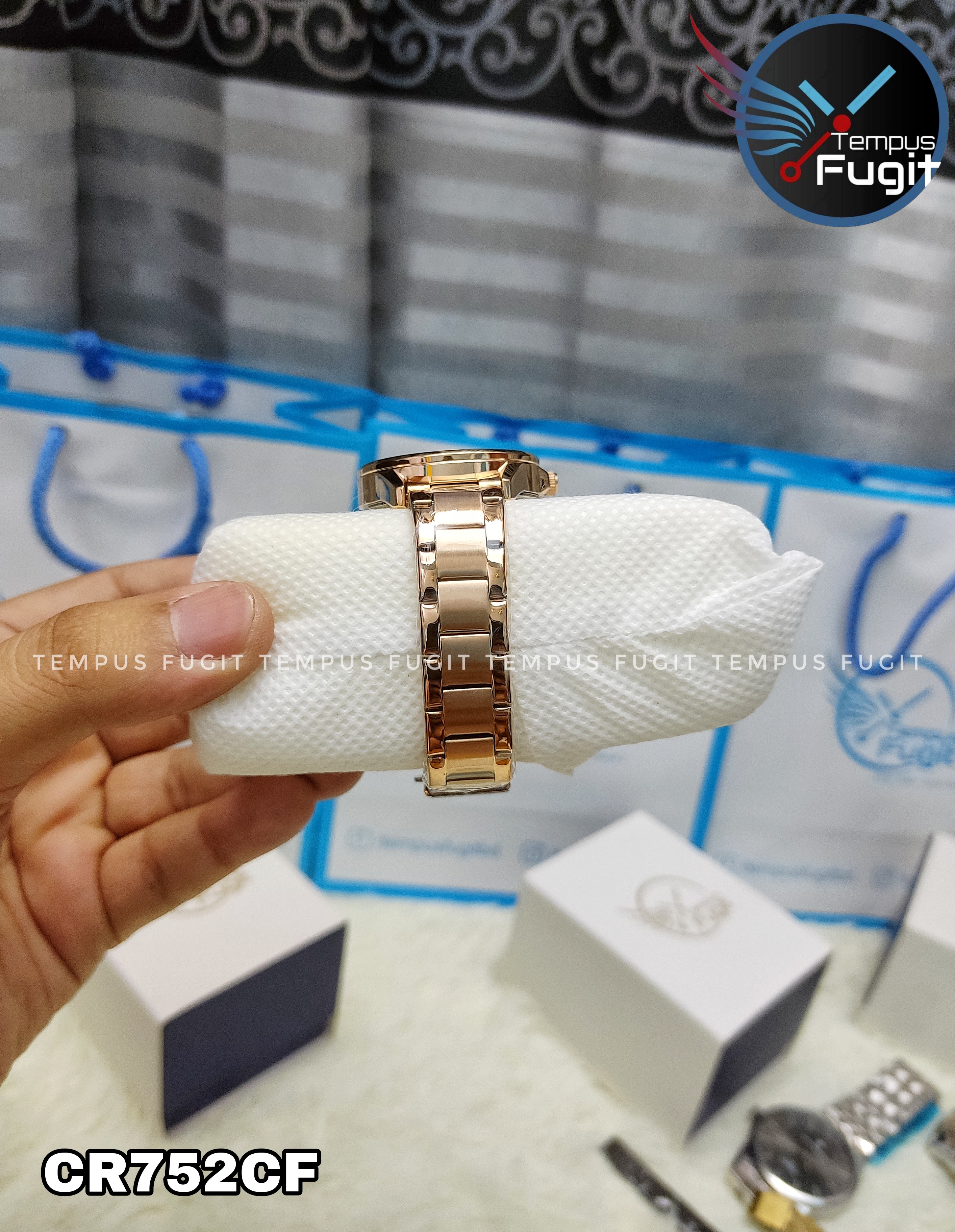 Curren 9090 Ladies Chain Watch - Rose Golden Dial- Rose Golden Bezel- Rose Golden Chain- TF Code CR752CF_img_7