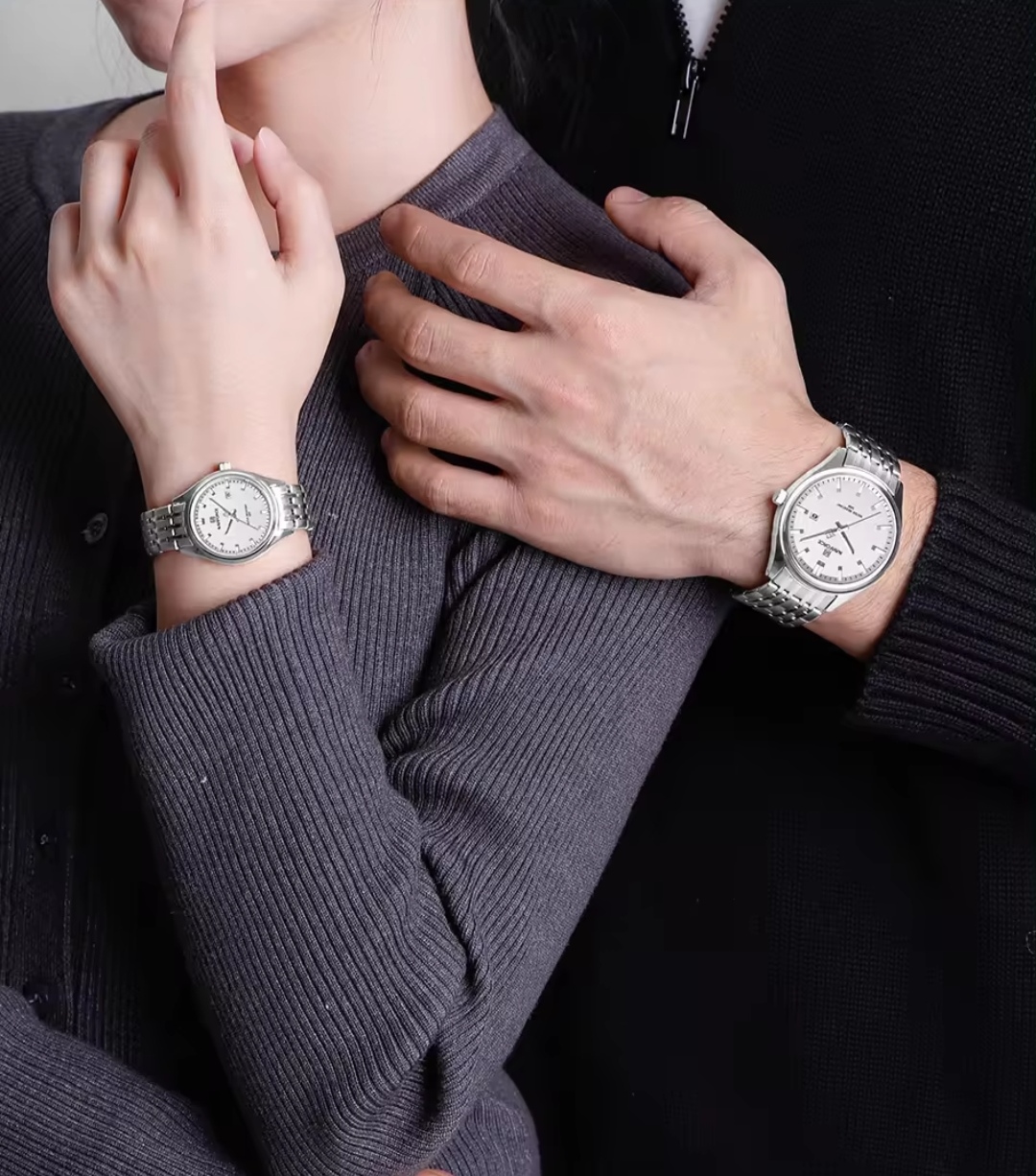 Naviforce 8039 Couple Chain Watch- Silver Dial- Silver Bezel- Silver Chain- TF Code NF882CM&NF862/1CF_img_2