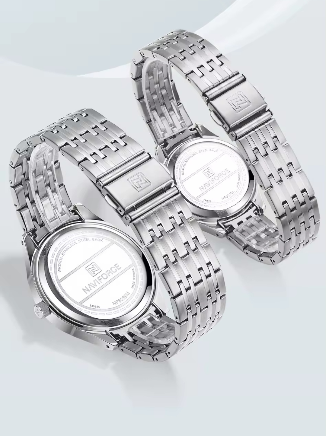 Naviforce 8039 Couple Chain Watch- Silver Dial- Silver Bezel- Silver Chain- TF Code NF882CM&NF862/1CF_img_6