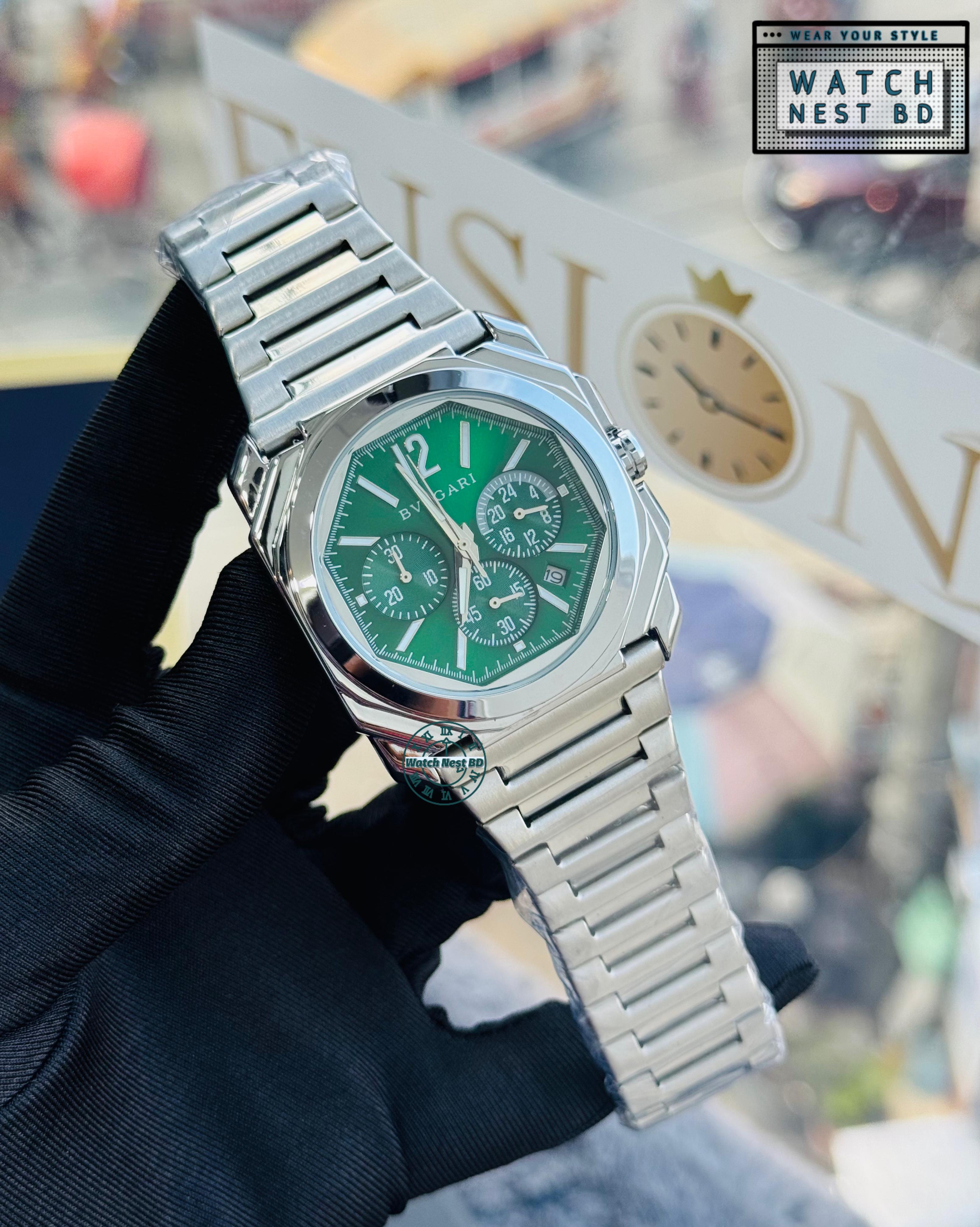 Bvlgari Premium Watch Silver Green (AA Grade)