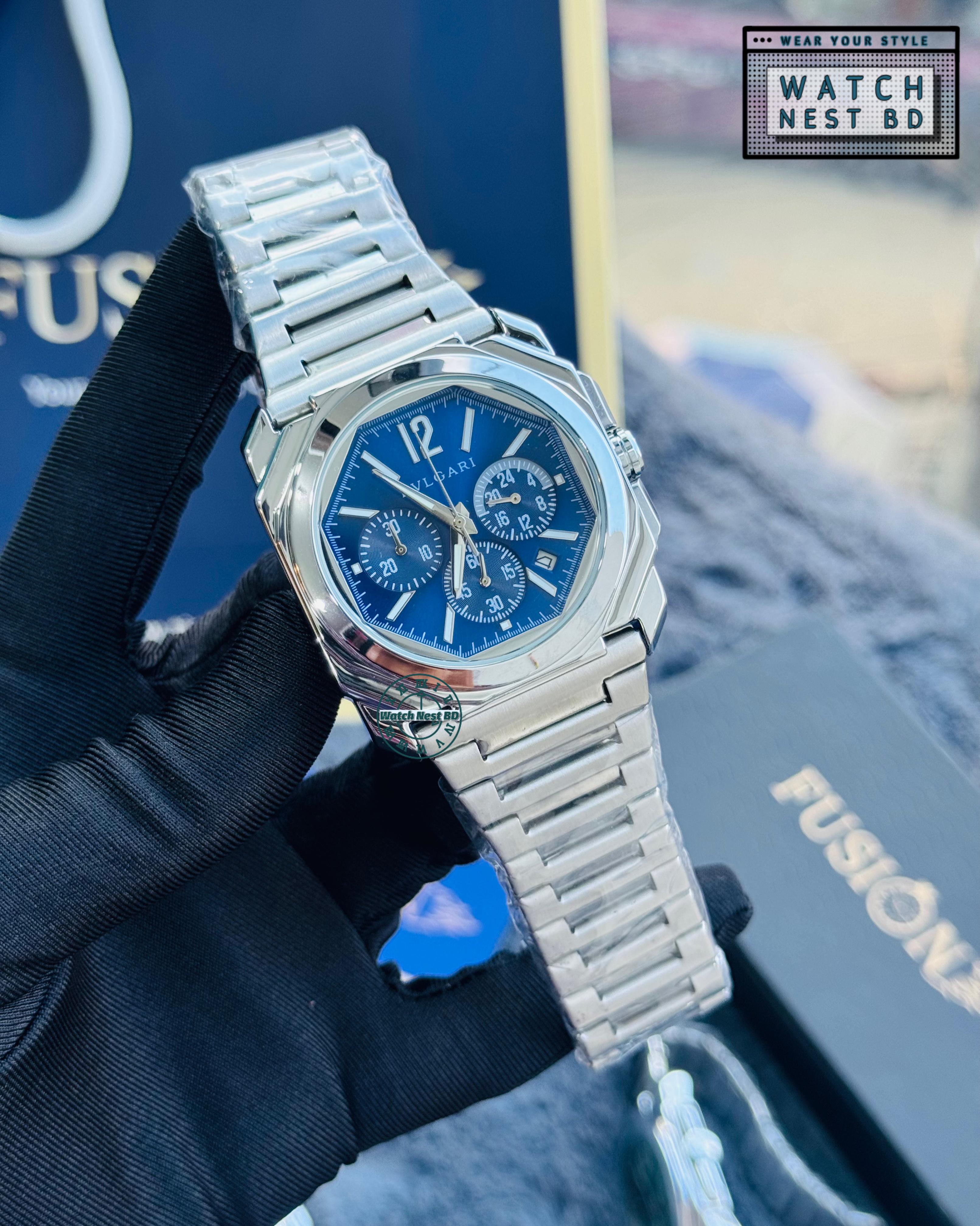 Bvlgari Premium Watch Silver Blue (AA Grade)