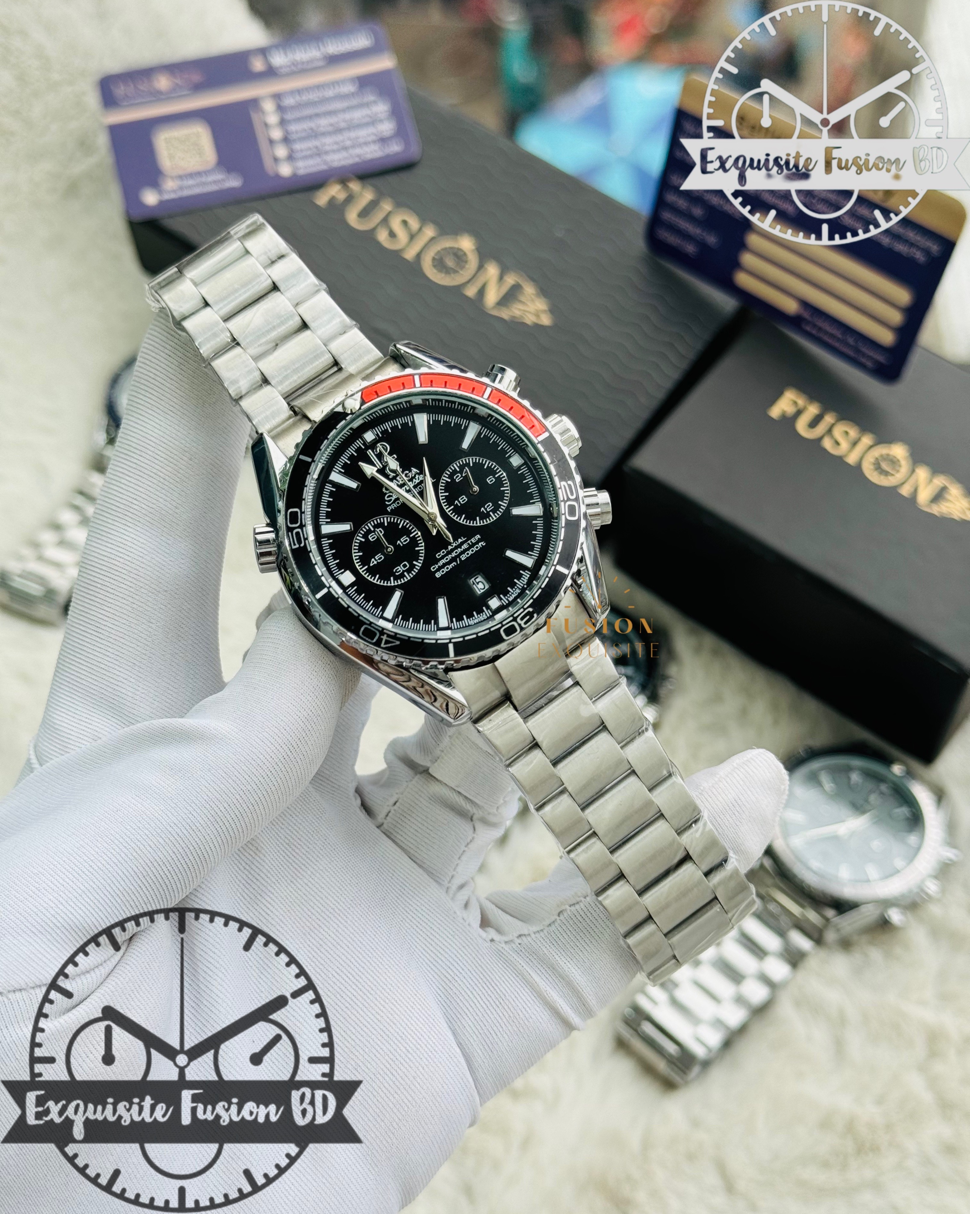 Omega Seamaster Silver Black Orange Chronograph Watch (AA Grade)_img_0