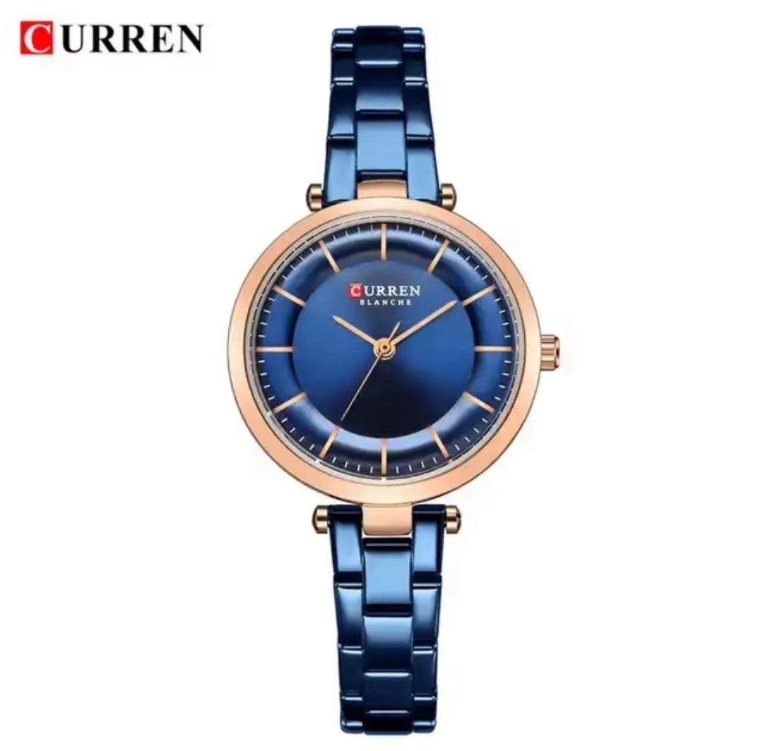 Curren 8321&9054 Couple Chain Watch- Blue Dial- Rose Golden Bezel- Blue Chain- TF Code CR307CM&CR305CF_img_5
