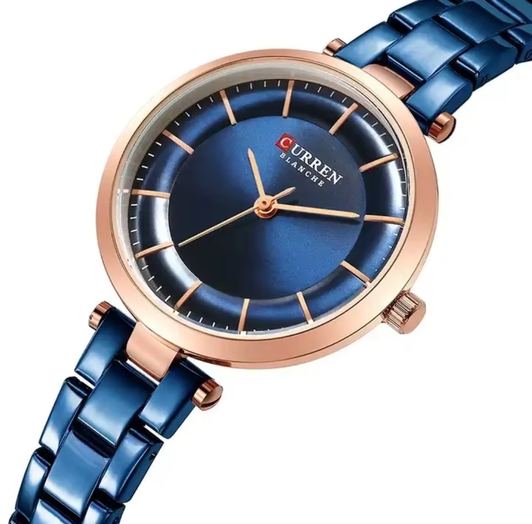 Curren 8321&9054 Couple Chain Watch- Blue Dial- Rose Golden Bezel- Blue Chain- TF Code CR307CM&CR305CF_img_6