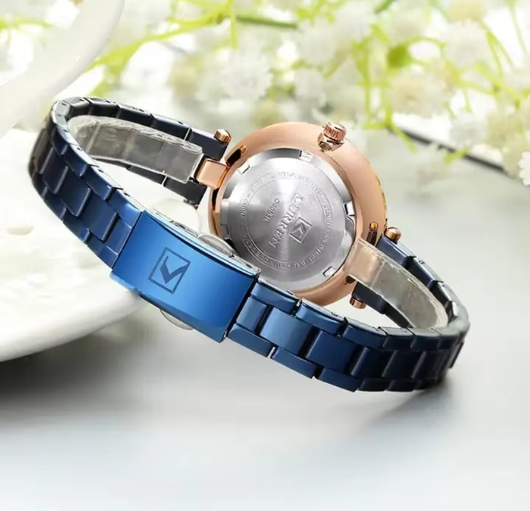 Curren 8321&9054 Couple Chain Watch- Blue Dial- Rose Golden Bezel- Blue Chain- TF Code CR307CM&CR305CF_img_10