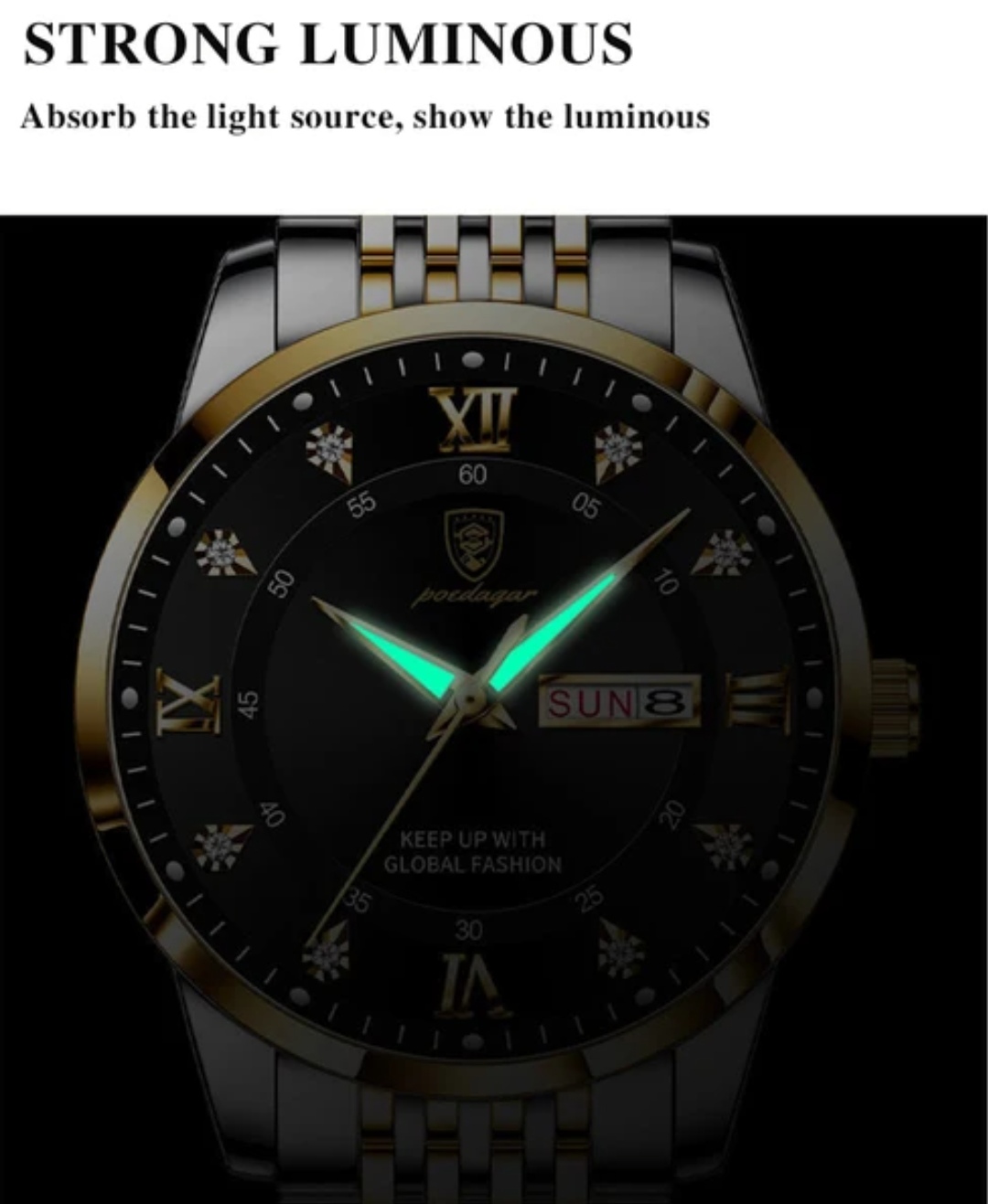 Poedagar 836 Couple Chain Watch- Silver Dial, Golden Bezel- Silver+Golden Chain- TF Code PD664CM&PD665CF_img_3