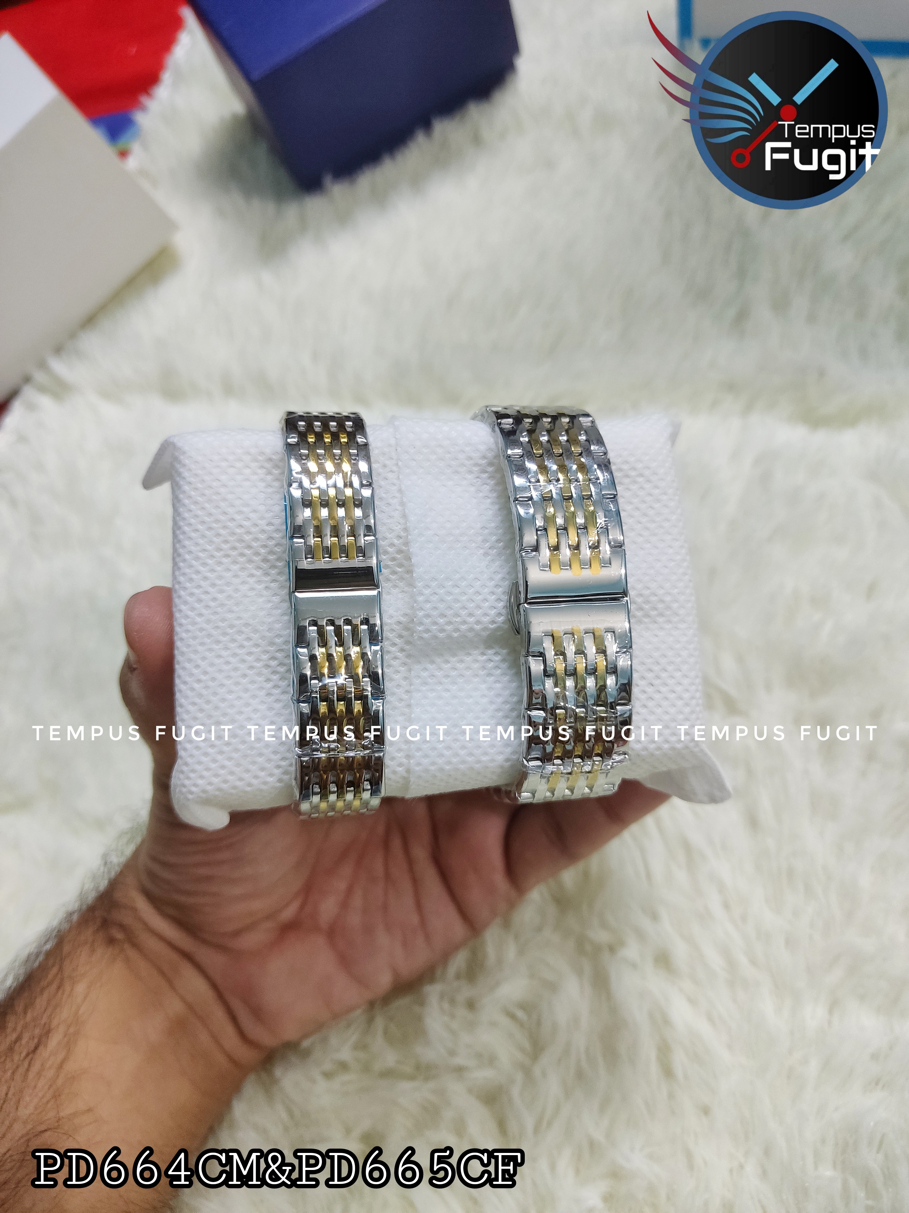 Poedagar 836 Couple Chain Watch- Silver Dial, Golden Bezel- Silver+Golden Chain- TF Code PD664CM&PD665CF_img_7