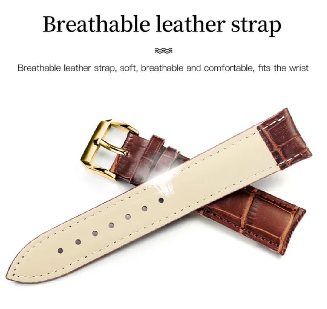 OLEVS 5566 Couple belt Watches- Blue Dial- Golden Bezel- Leather Color Belt- TF Code OL659BM&OL660BF_img_6