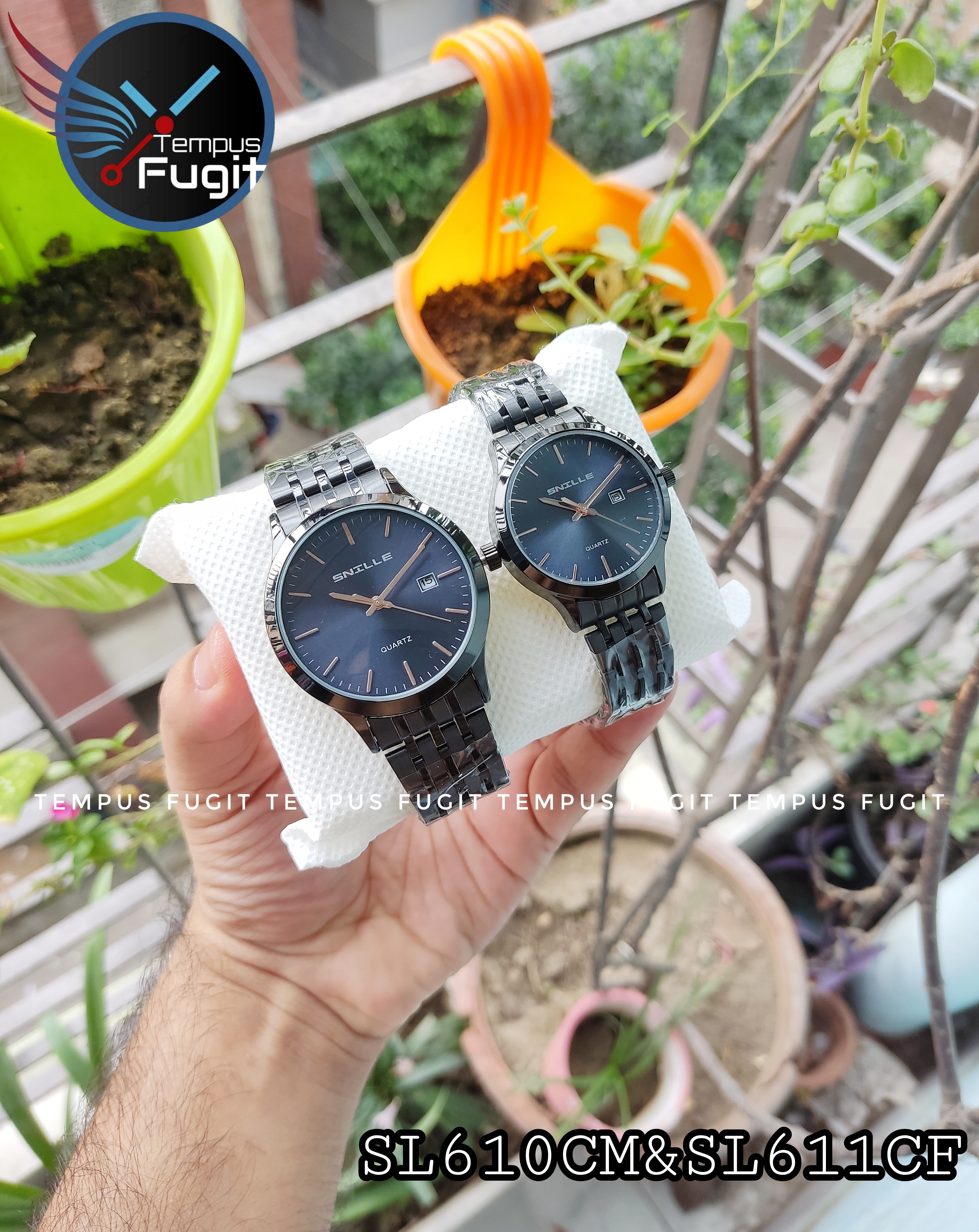 SNILLE N1051G Couple Chain Watch- Blue Dial- Black Bezel- Black Chain- TF Code SL610CM&SL611CF_img_0