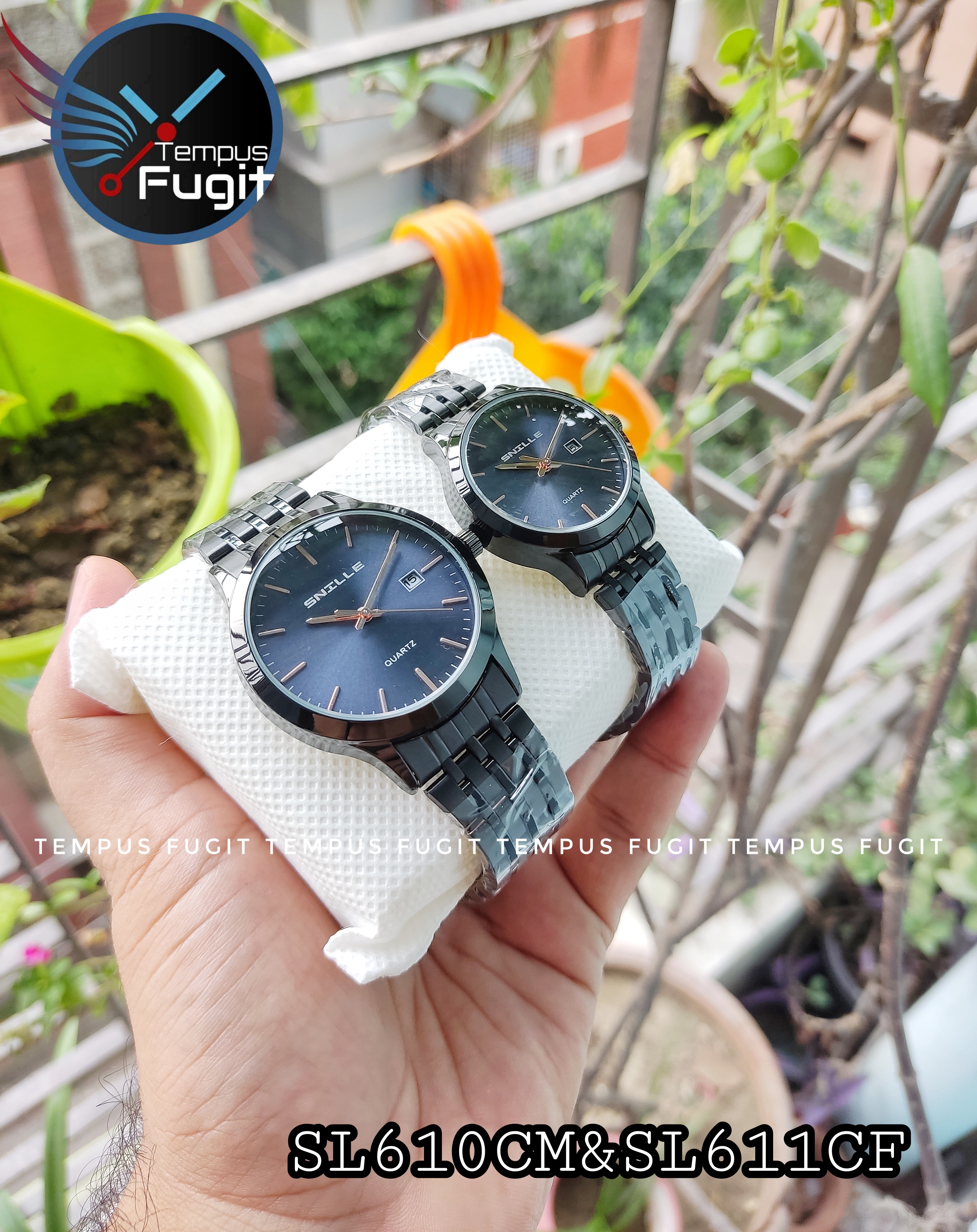 SNILLE N1051G Couple Chain Watch- Blue Dial- Black Bezel- Black Chain- TF Code SL610CM&SL611CF_img_1