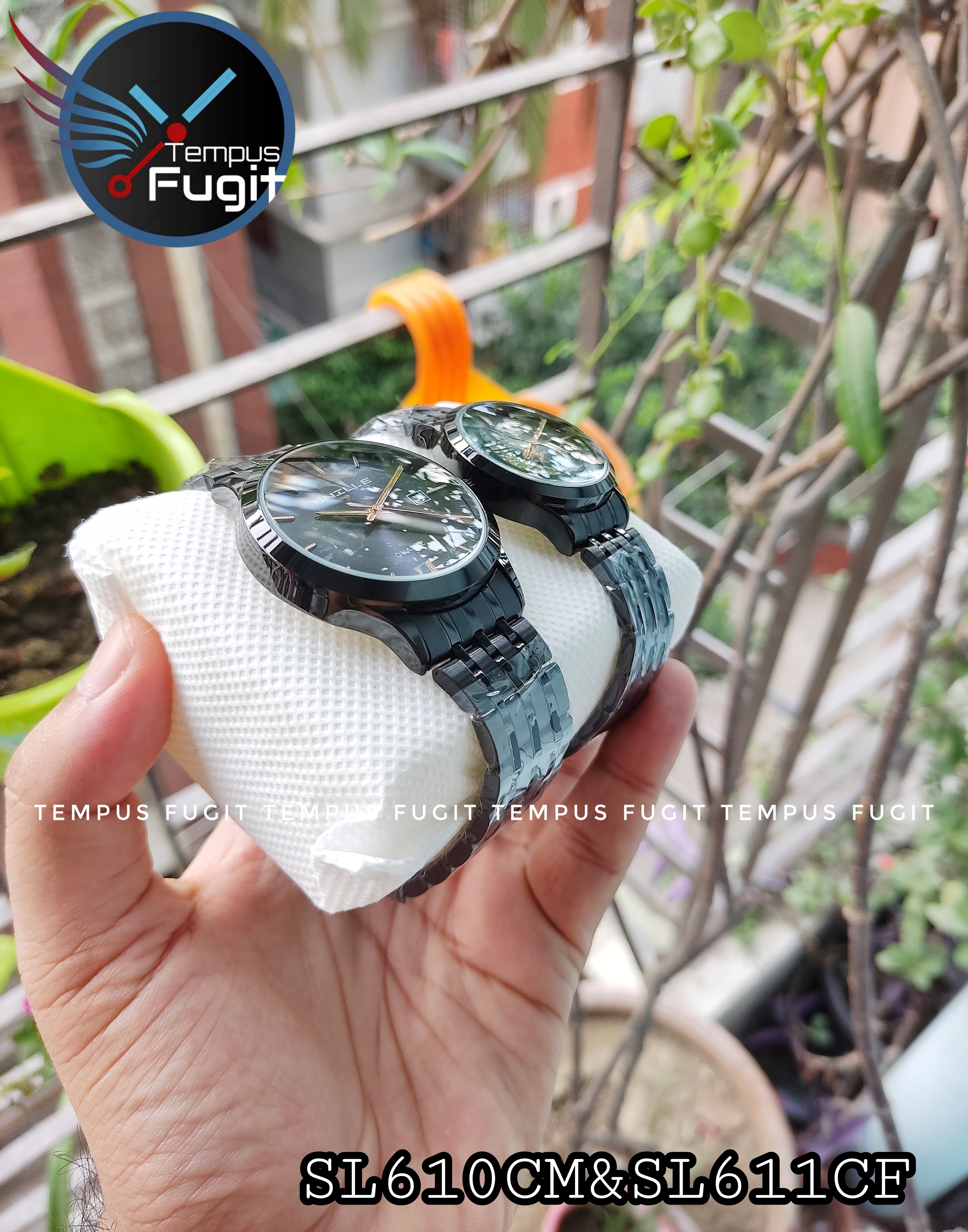 SNILLE N1051G Couple Chain Watch- Blue Dial- Black Bezel- Black Chain- TF Code SL610CM&SL611CF_img_2