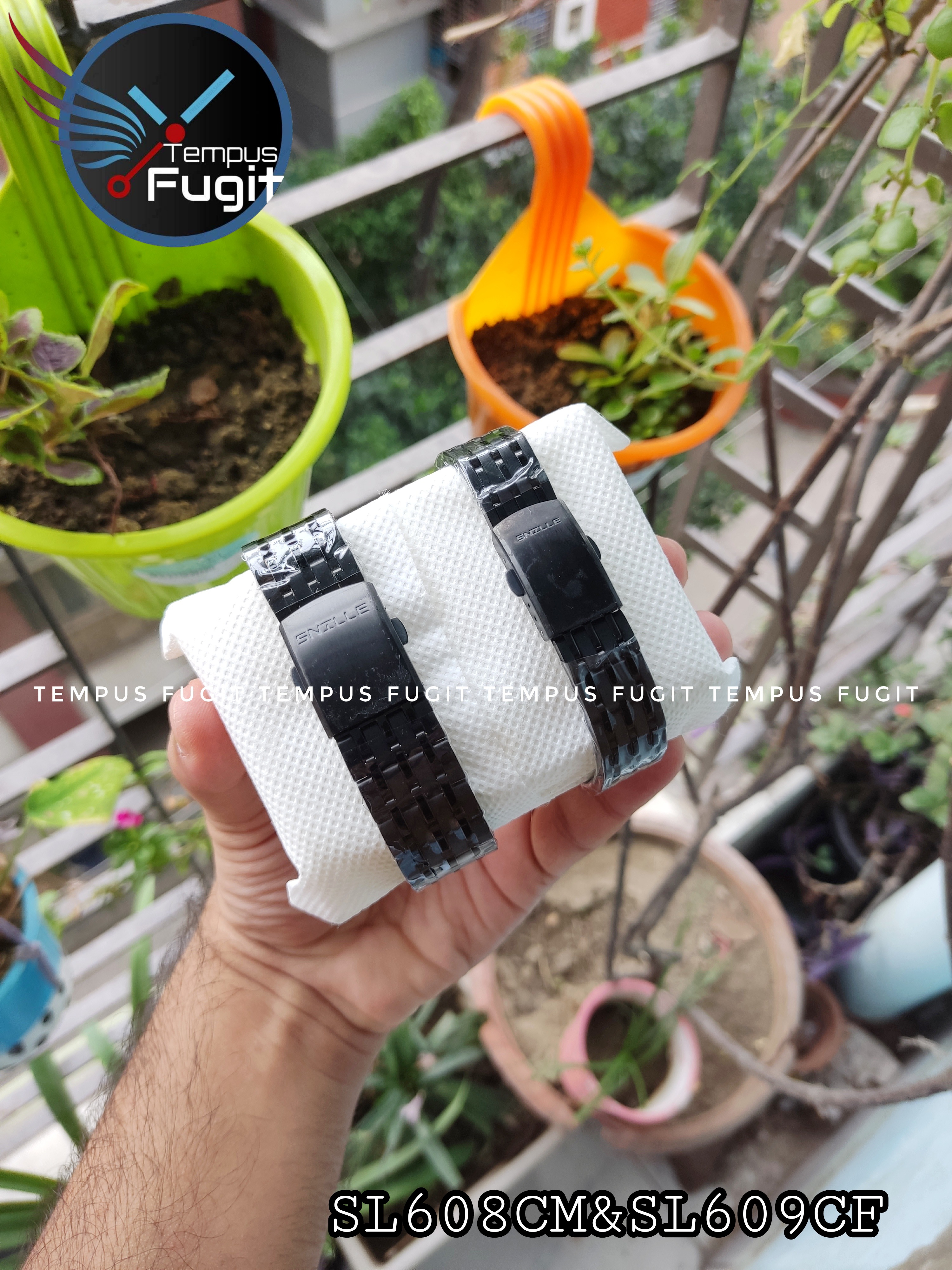 SNILLE N1051G Couple Chain Watch- Black Dial- Black Bezel- Black Chain- TF Code SL608CM&SL609CF_img_4