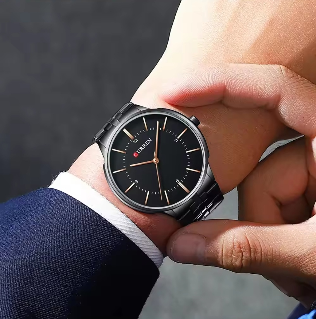 Curren 8321 Gents Chain Watch- Black Dial- Black Bezel- Black Chain- TF Code CR246CM_img_4