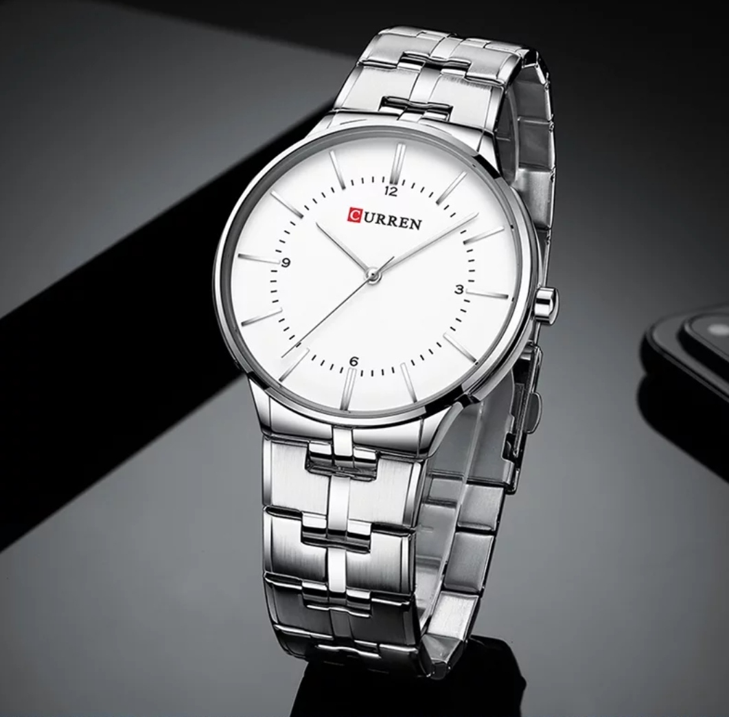 Curren 8321 Gents Chain Watch- White Dial- Silver Bezel- Silver Chain- TF Code CR129CM_img_0