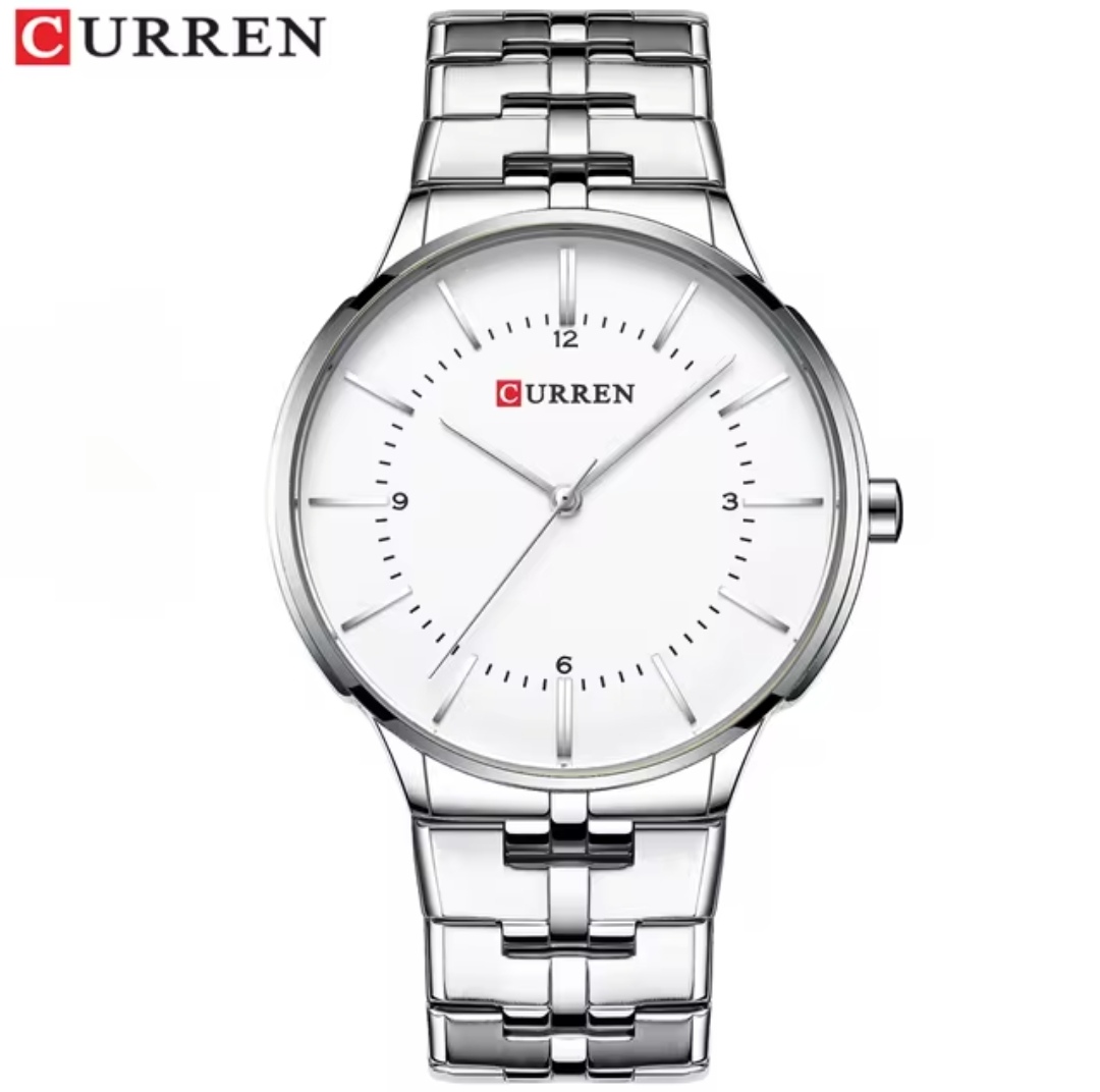 Curren 8321 Gents Chain Watch- White Dial- Silver Bezel- Silver Chain- TF Code CR129CM_img_1