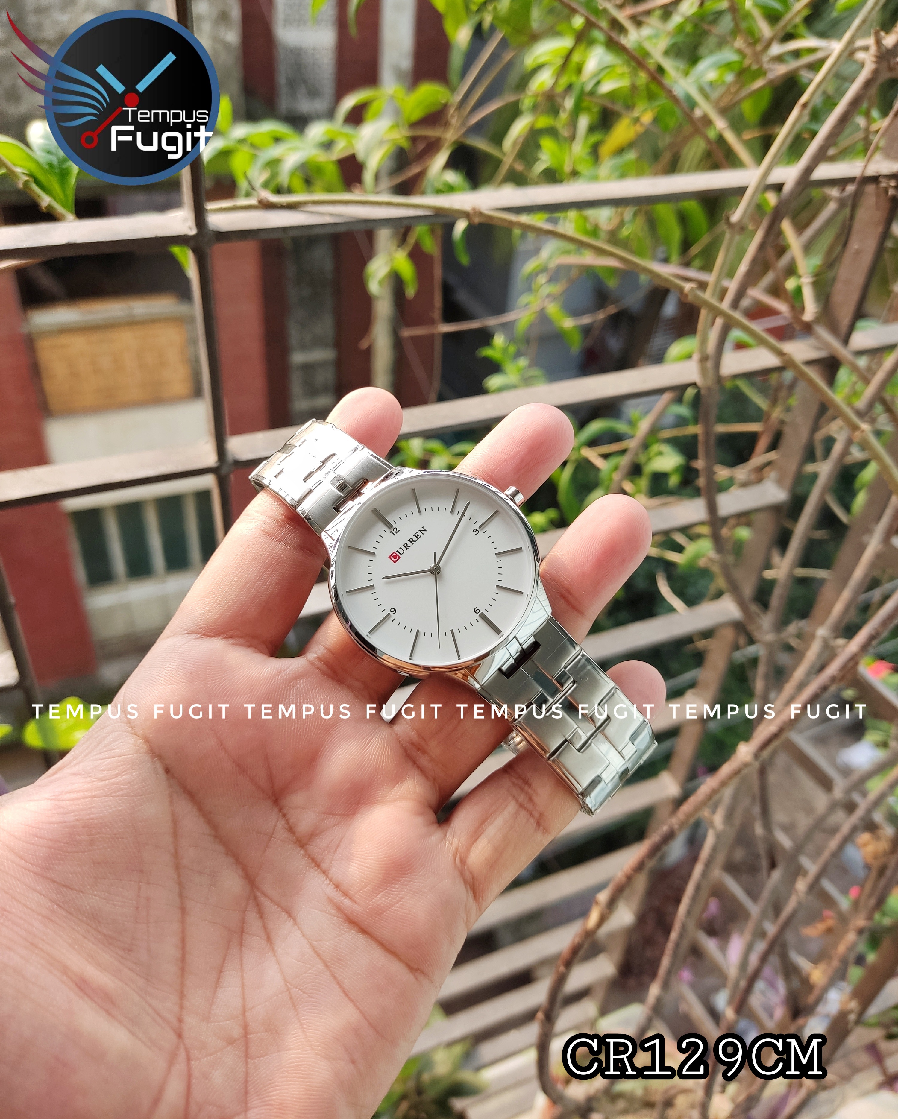 Curren 8321 Gents Chain Watch- White Dial- Silver Bezel- Silver Chain- TF Code CR129CM_img_5