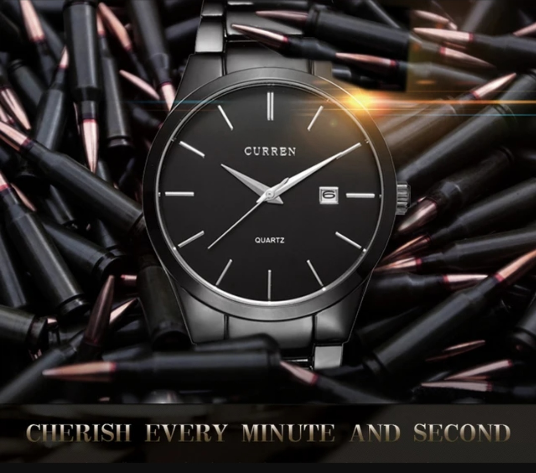 Curren 8106 Gents Chain Watch- Black Dial- Black Bezel- Black Chain- TF Code CR282CM_img_0