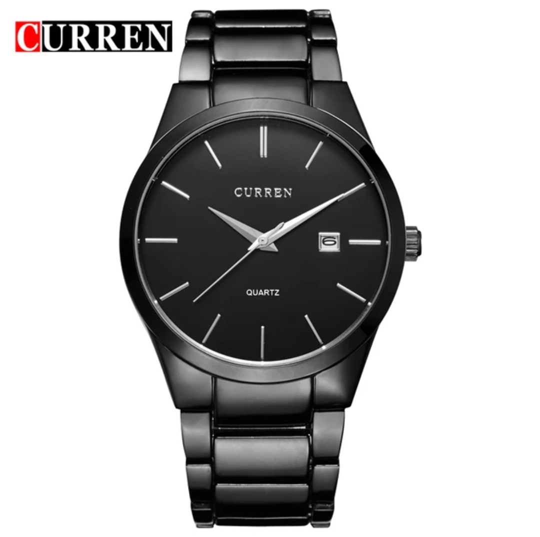 Curren 8106 Gents Chain Watch- Black Dial- Black Bezel- Black Chain- TF Code CR282CM_img_1
