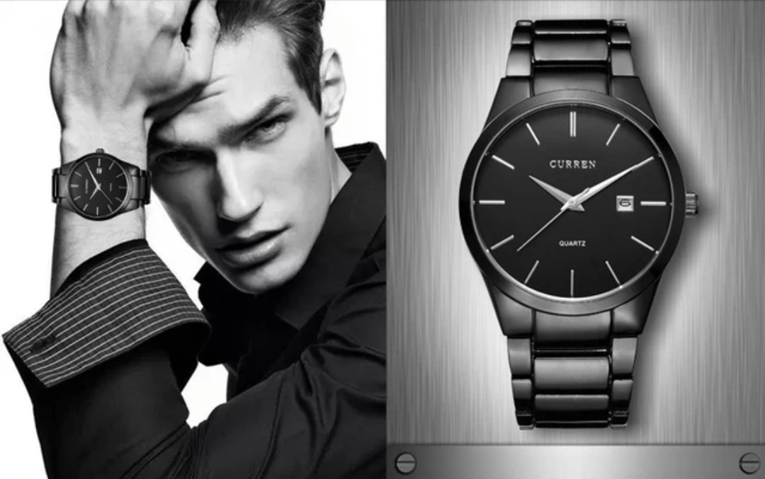 Curren 8106 Gents Chain Watch- Black Dial- Black Bezel- Black Chain- TF Code CR282CM_img_2