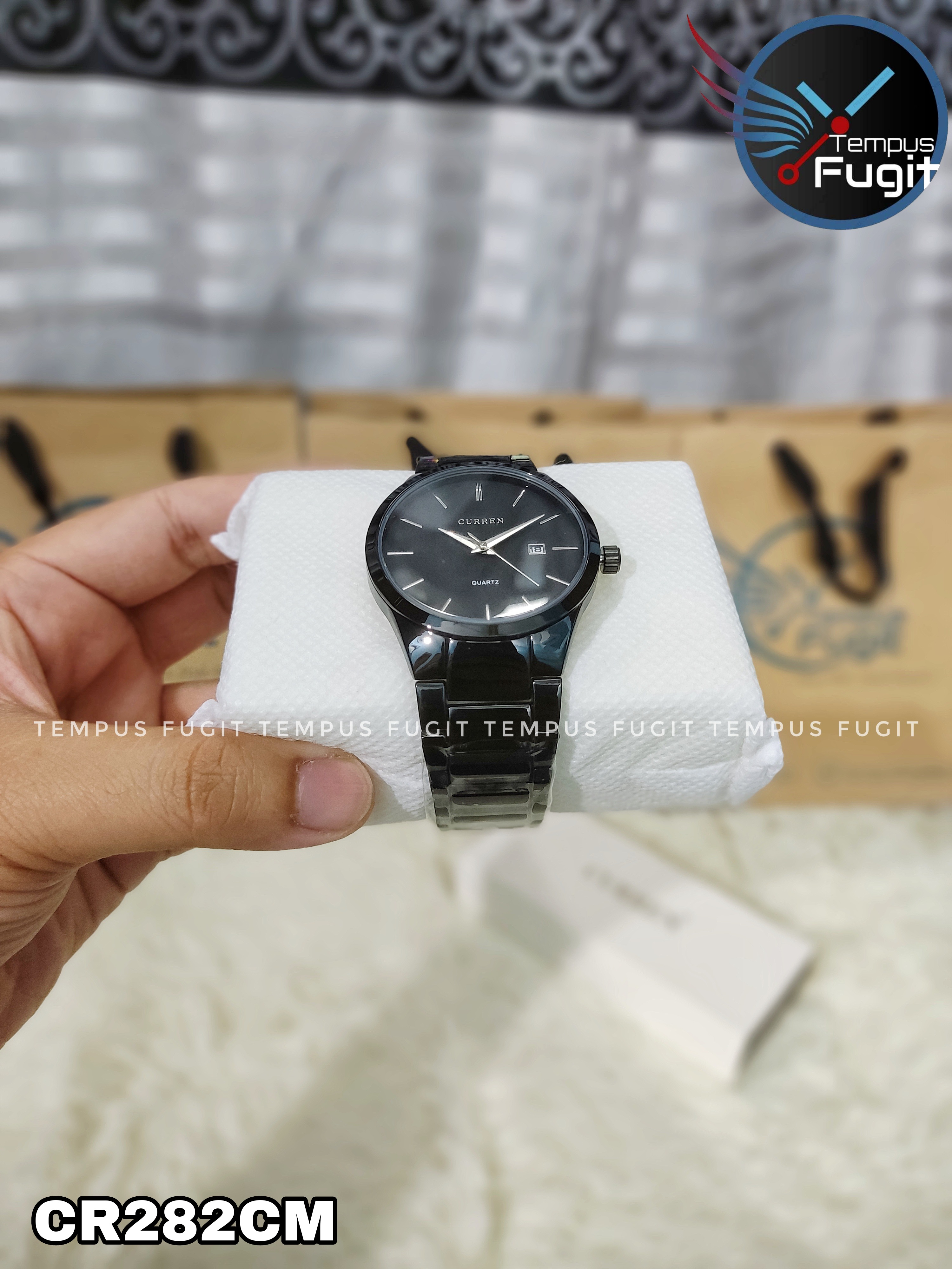 Curren 8106 Gents Chain Watch- Black Dial- Black Bezel- Black Chain- TF Code CR282CM_img_9