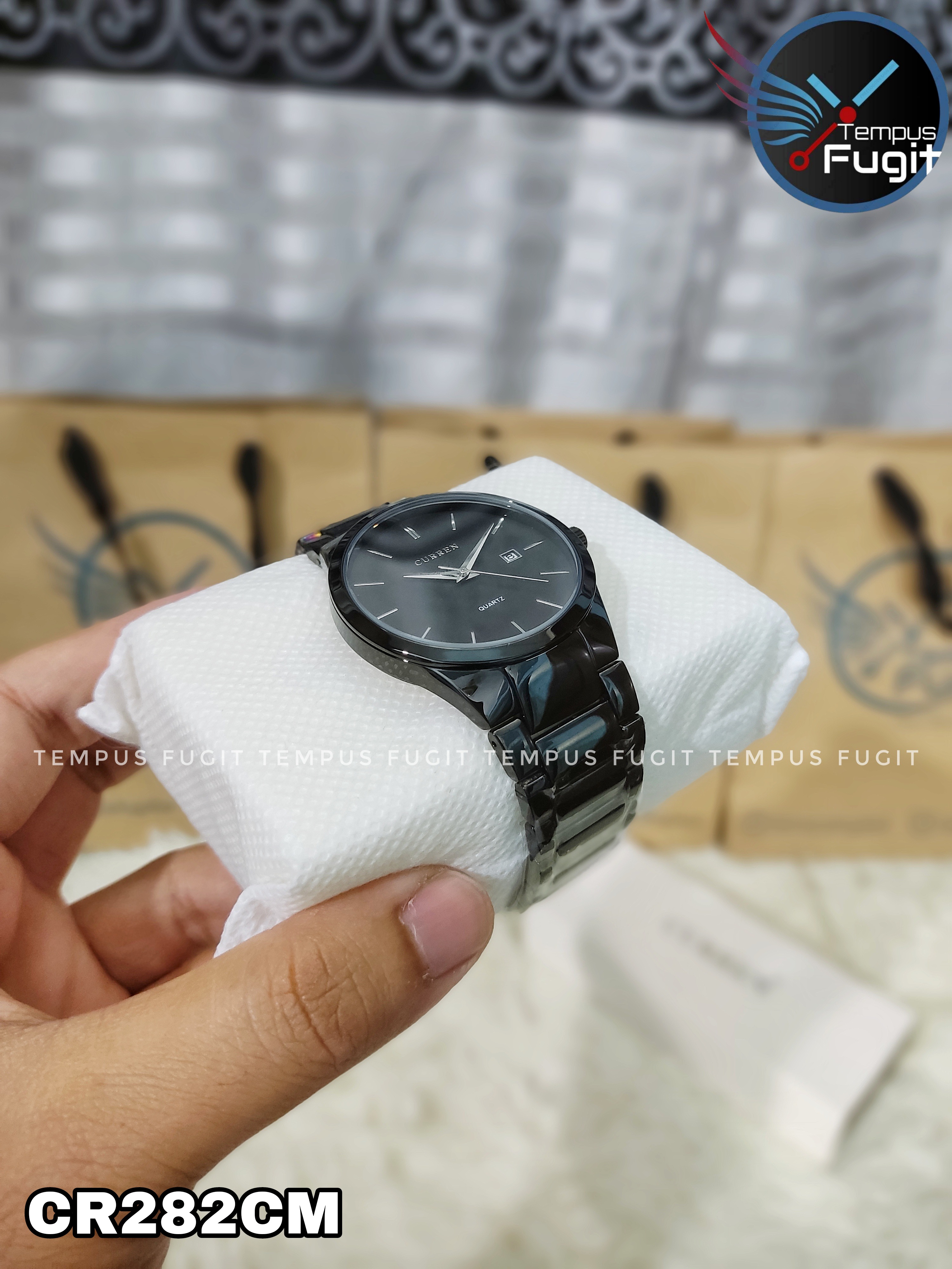 Curren 8106 Gents Chain Watch- Black Dial- Black Bezel- Black Chain- TF Code CR282CM_img_10