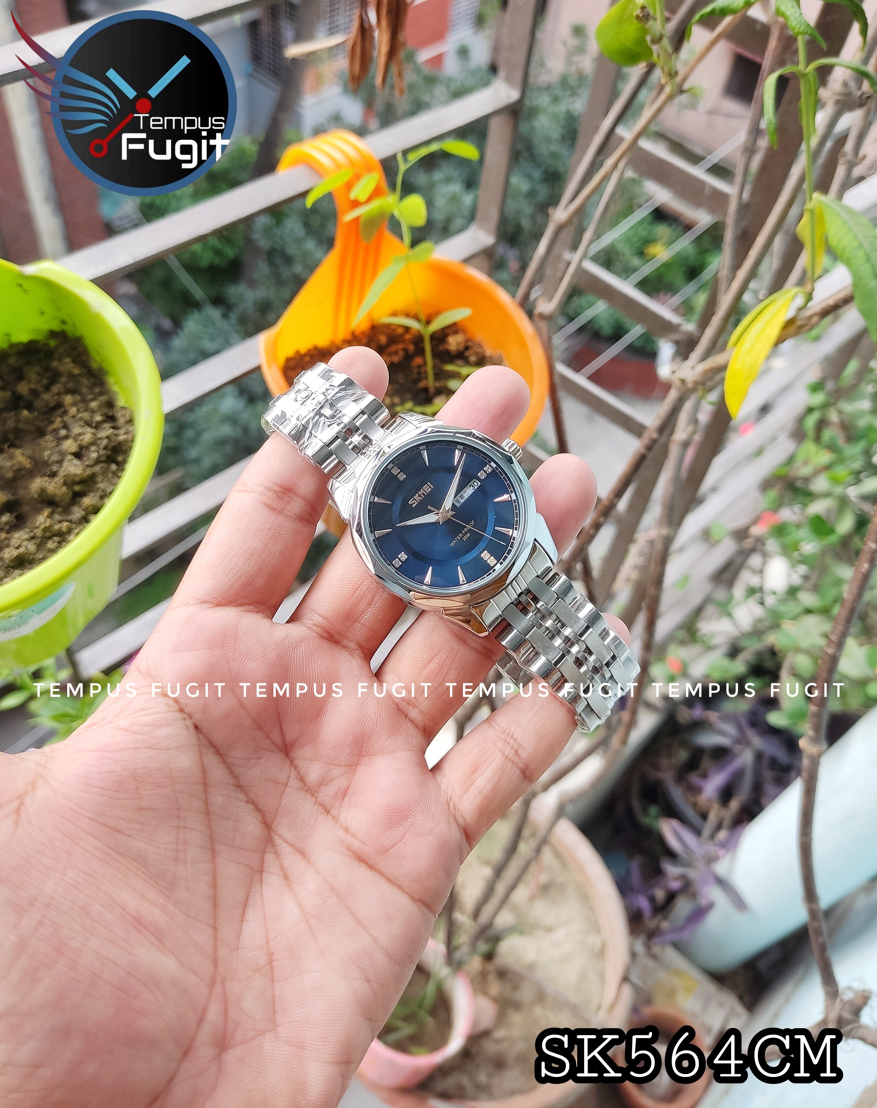 SKMEI 9268 Gents Chain Watch- Blue Dial- Silver Bezel- Silver Chain- TF Code SK564CM_img_2