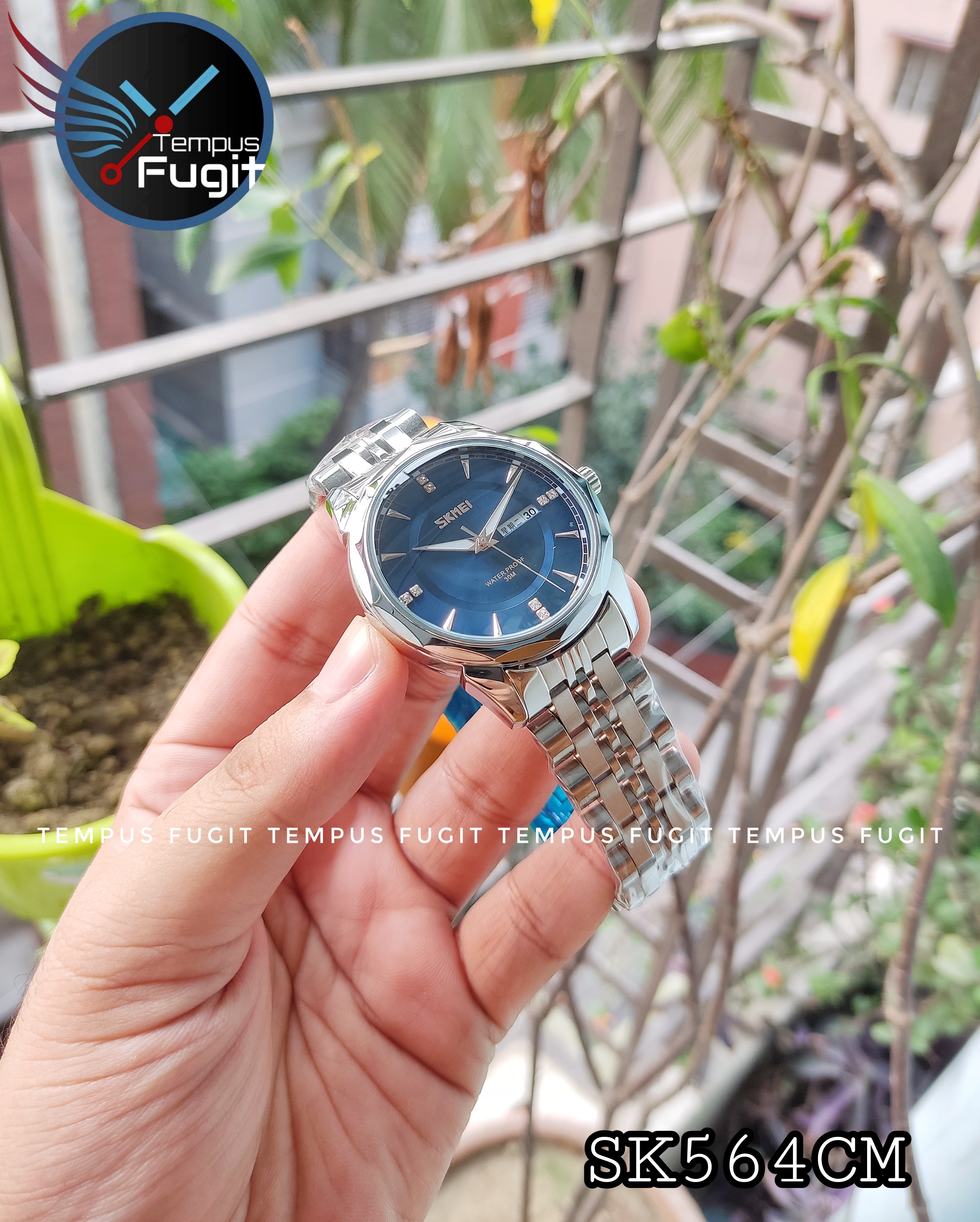 SKMEI 9268 Gents Chain Watch- Blue Dial- Silver Bezel- Silver Chain- TF Code SK564CM_img_3