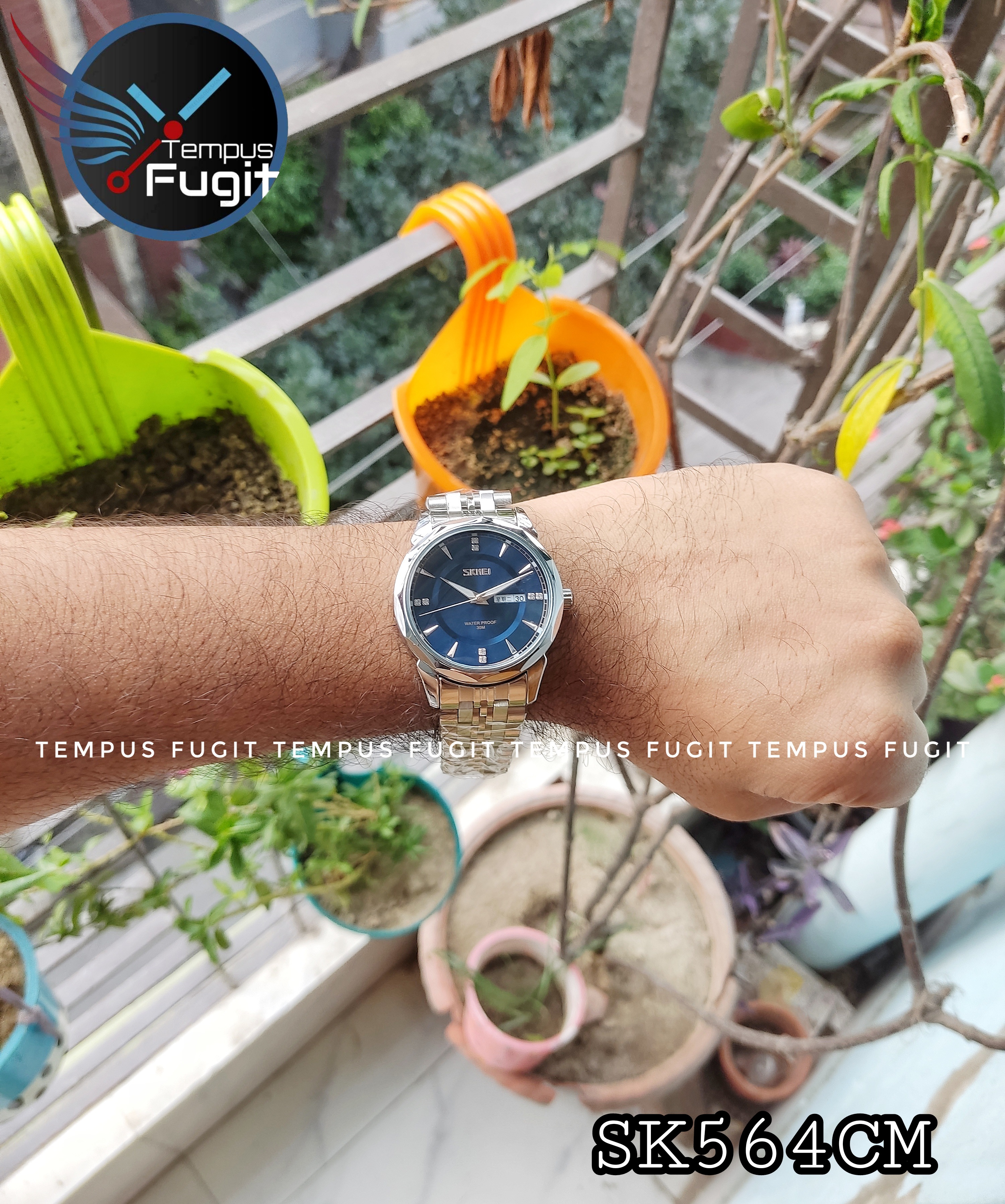 SKMEI 9268 Gents Chain Watch- Blue Dial- Silver Bezel- Silver Chain- TF Code SK564CM_img_4