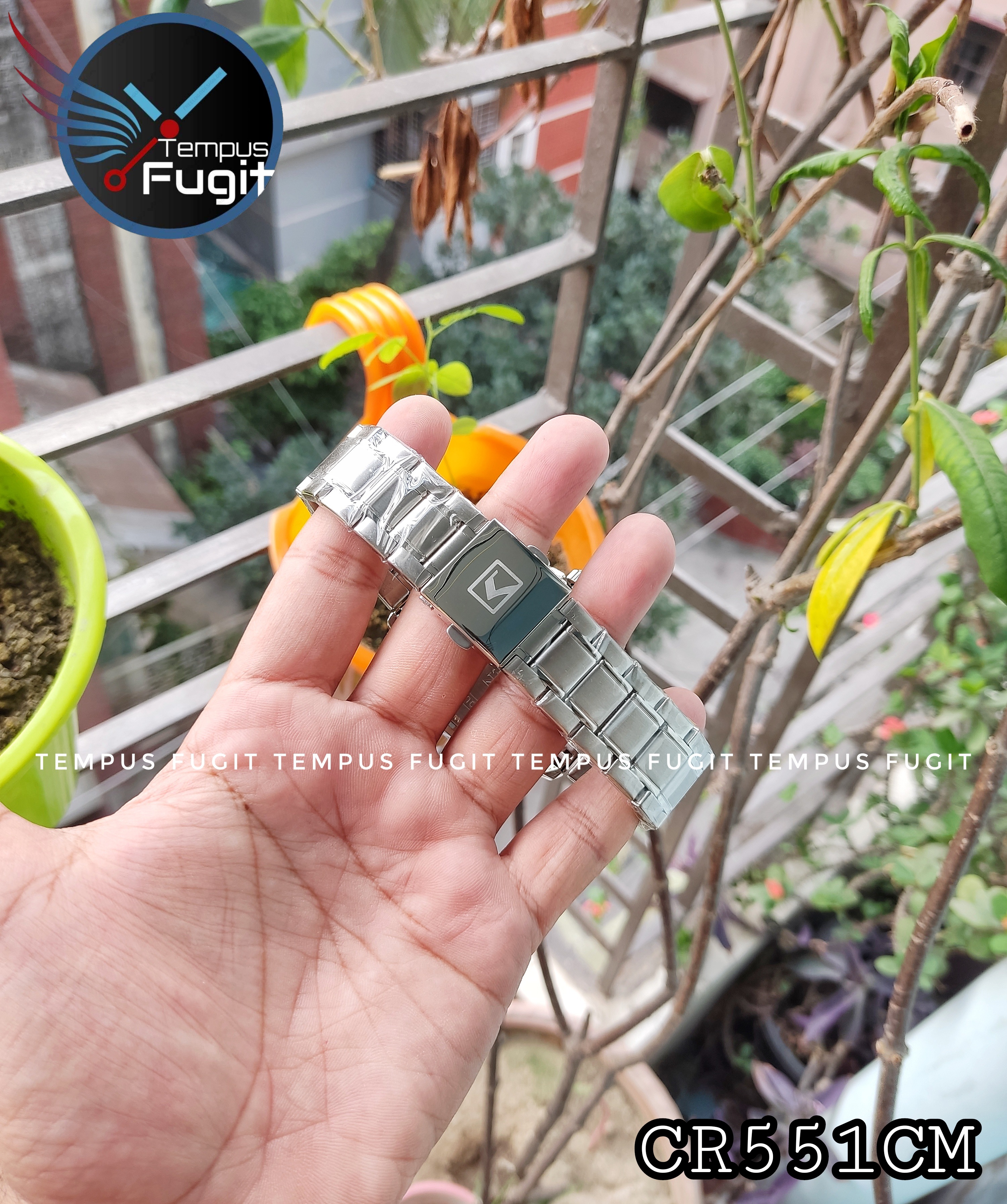 Curren 8359 Gents Chain Watch- Silver with Blue Markings Dial- Blue Bezel- Silver Chain- TF Code CR551CM_img_7