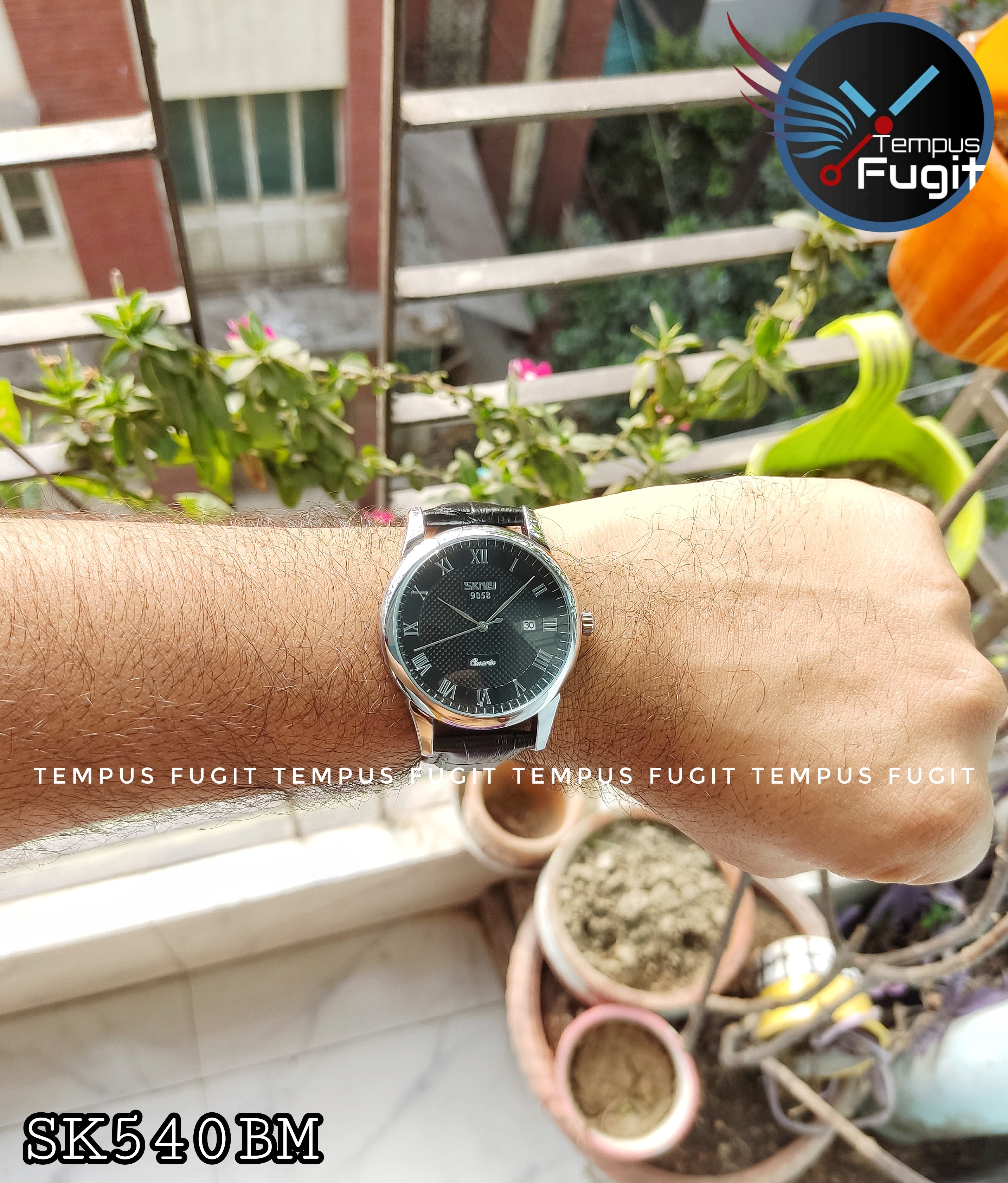 SKMEI 9058 Gents Belt Watch- Black Dial- Silver Bezel- Black Belt- TF Code SK540BM_img_8