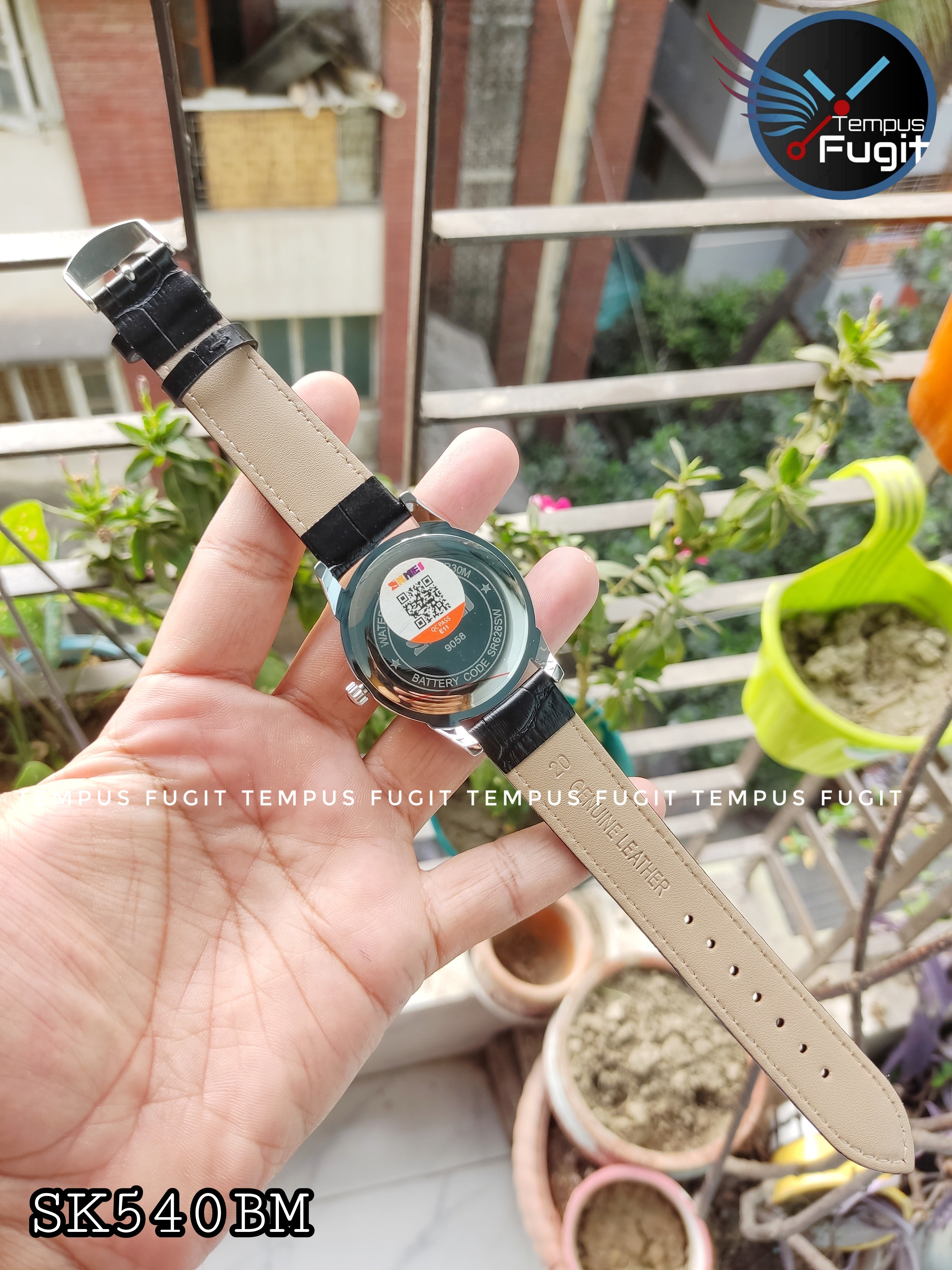 SKMEI 9058 Gents Belt Watch- Black Dial- Silver Bezel- Black Belt- TF Code SK540BM_img_9