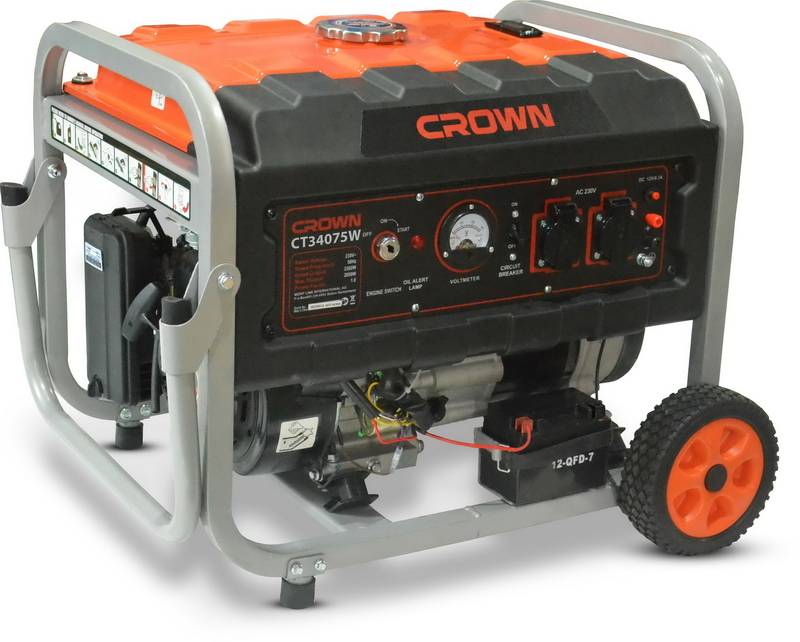 CROWN CT34075WE Generator 2KW Professional Gasoline Generator, 2KW, Electric Start, 220V, 15L; CT34075WE