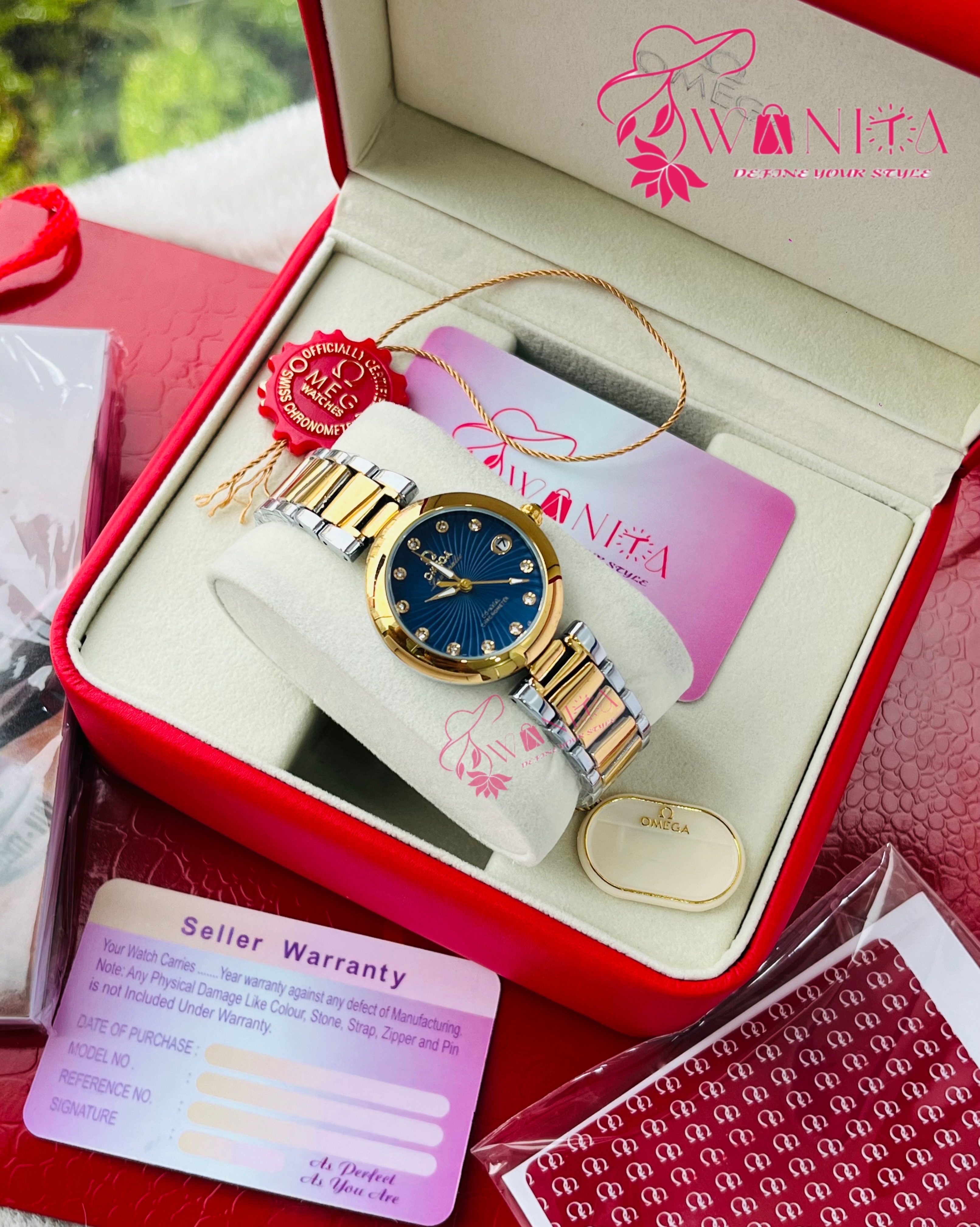 Omega Dual Tone Sea Blue Dial Watch_img_0