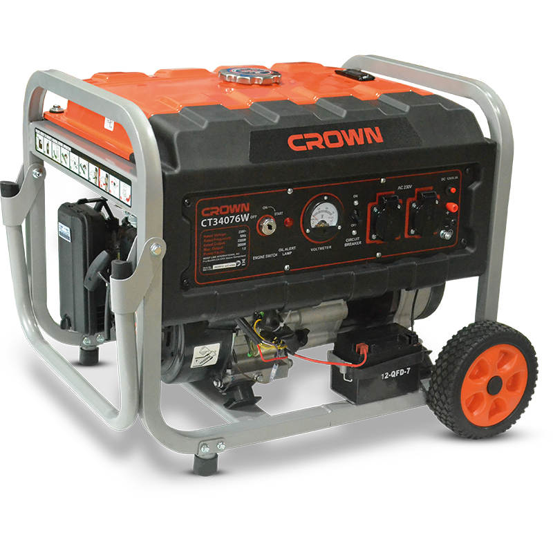 CROWN CT34076WE Generator 2.5KW Professional Gasoline Generator, 2.5KW, Electric Start, 230V; CT34076WE