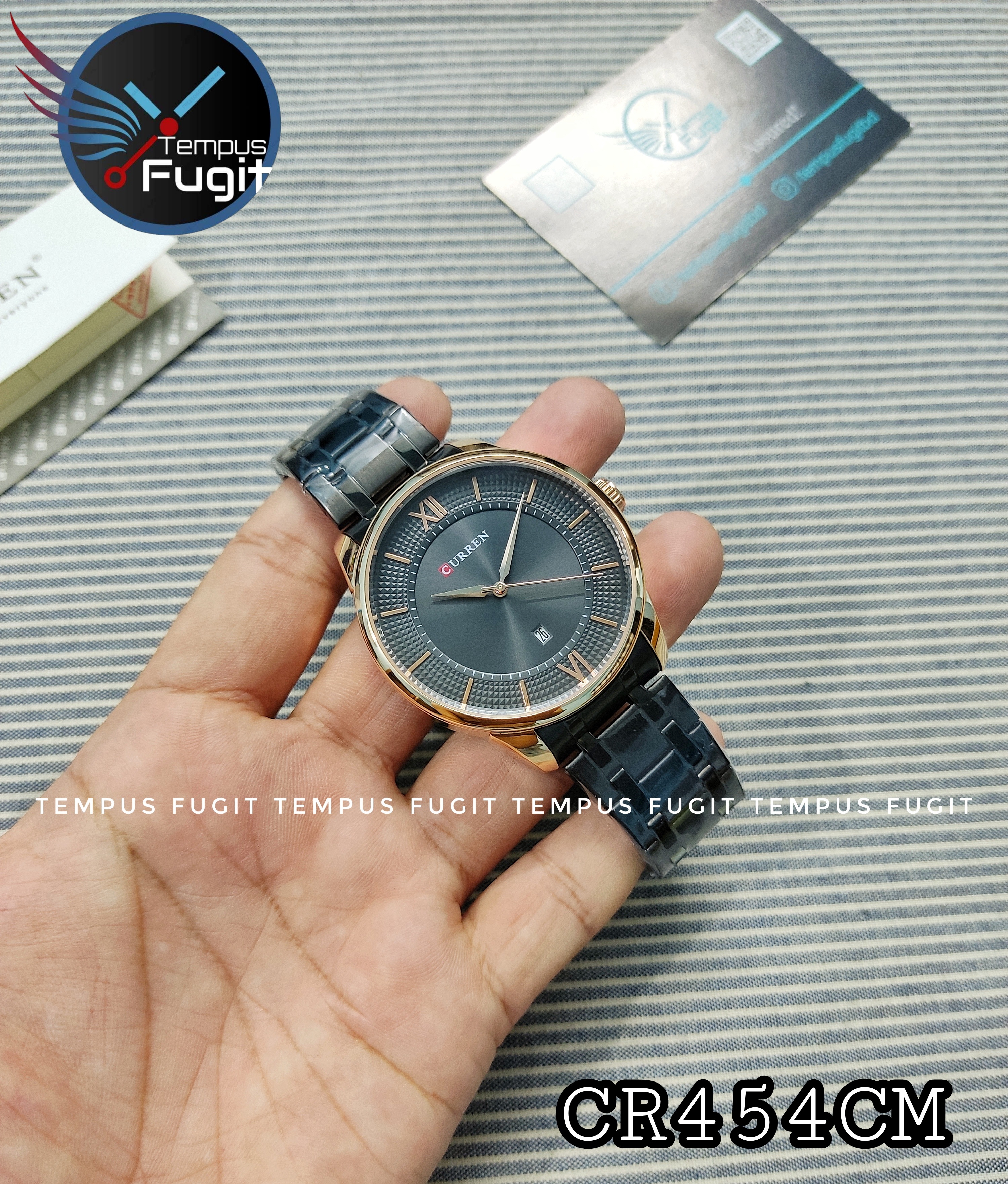 Curren 8356 Gents Chain Watch- Black Dial- Rose Golden Bezel- Black Chain- TF Code CR454CM_img_4