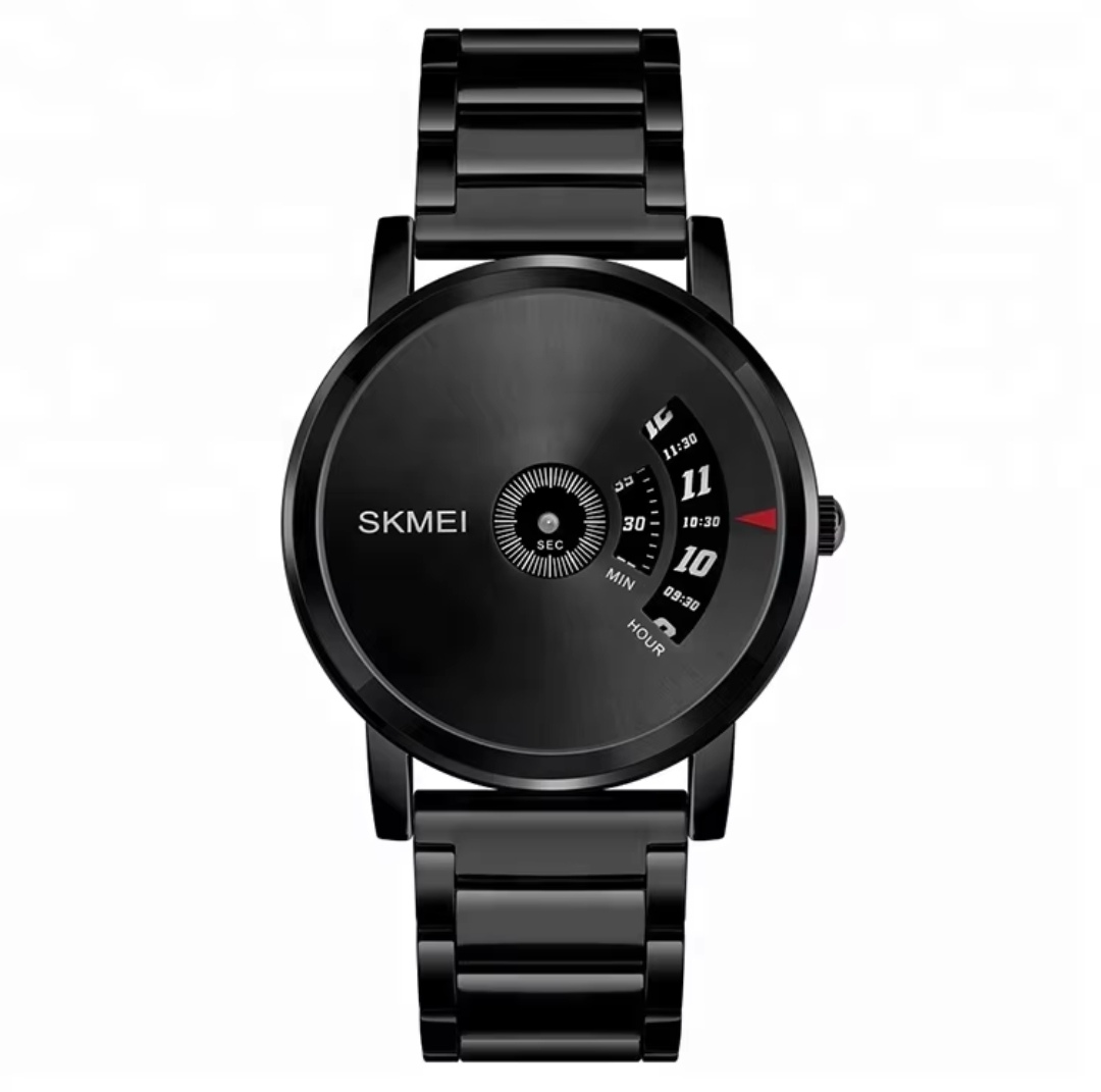 SKMEI 1260 Unique Gents Chain Watch- Black Dial- Black Bezel- Black Chain- TF Code SK495CM_img_0