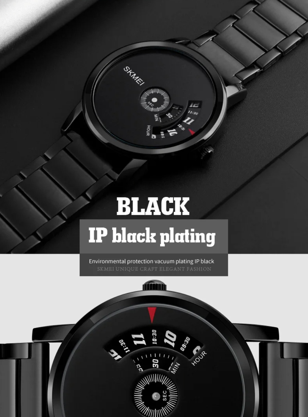 SKMEI 1260 Unique Gents Chain Watch- Black Dial- Black Bezel- Black Chain- TF Code SK495CM_img_4