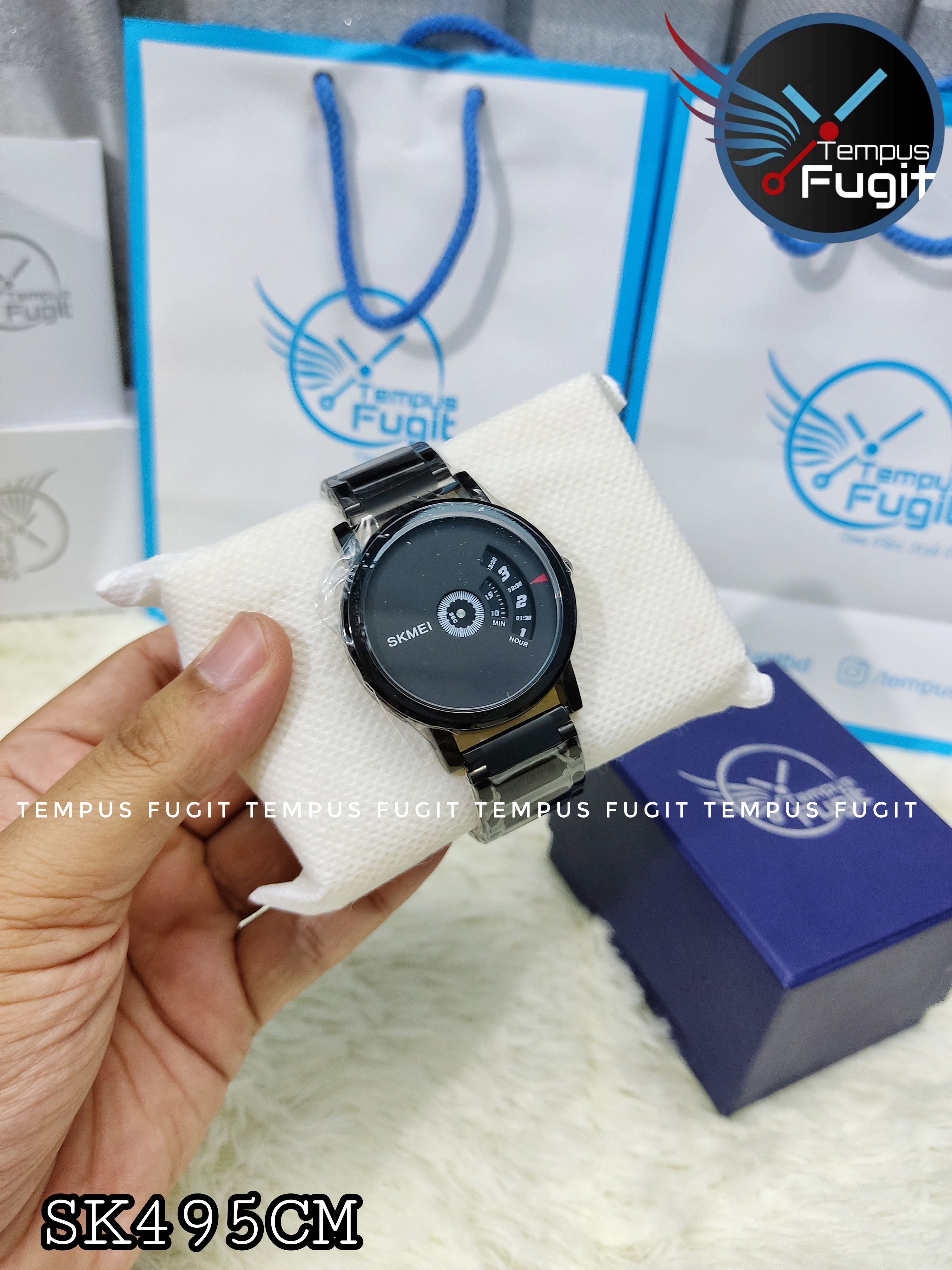 SKMEI 1260 Unique Gents Chain Watch- Black Dial- Black Bezel- Black Chain- TF Code SK495CM_img_8