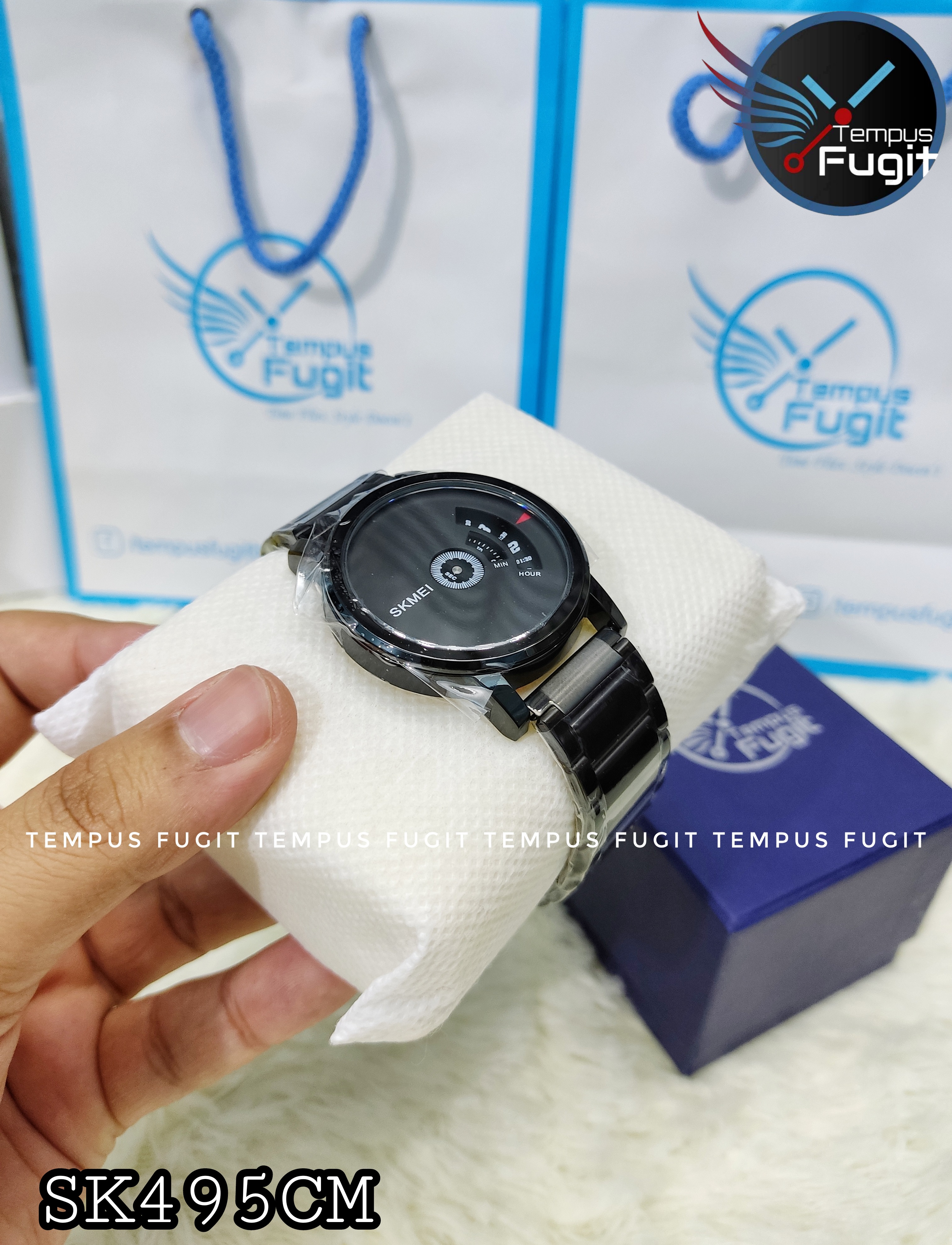 SKMEI 1260 Unique Gents Chain Watch- Black Dial- Black Bezel- Black Chain- TF Code SK495CM_img_10