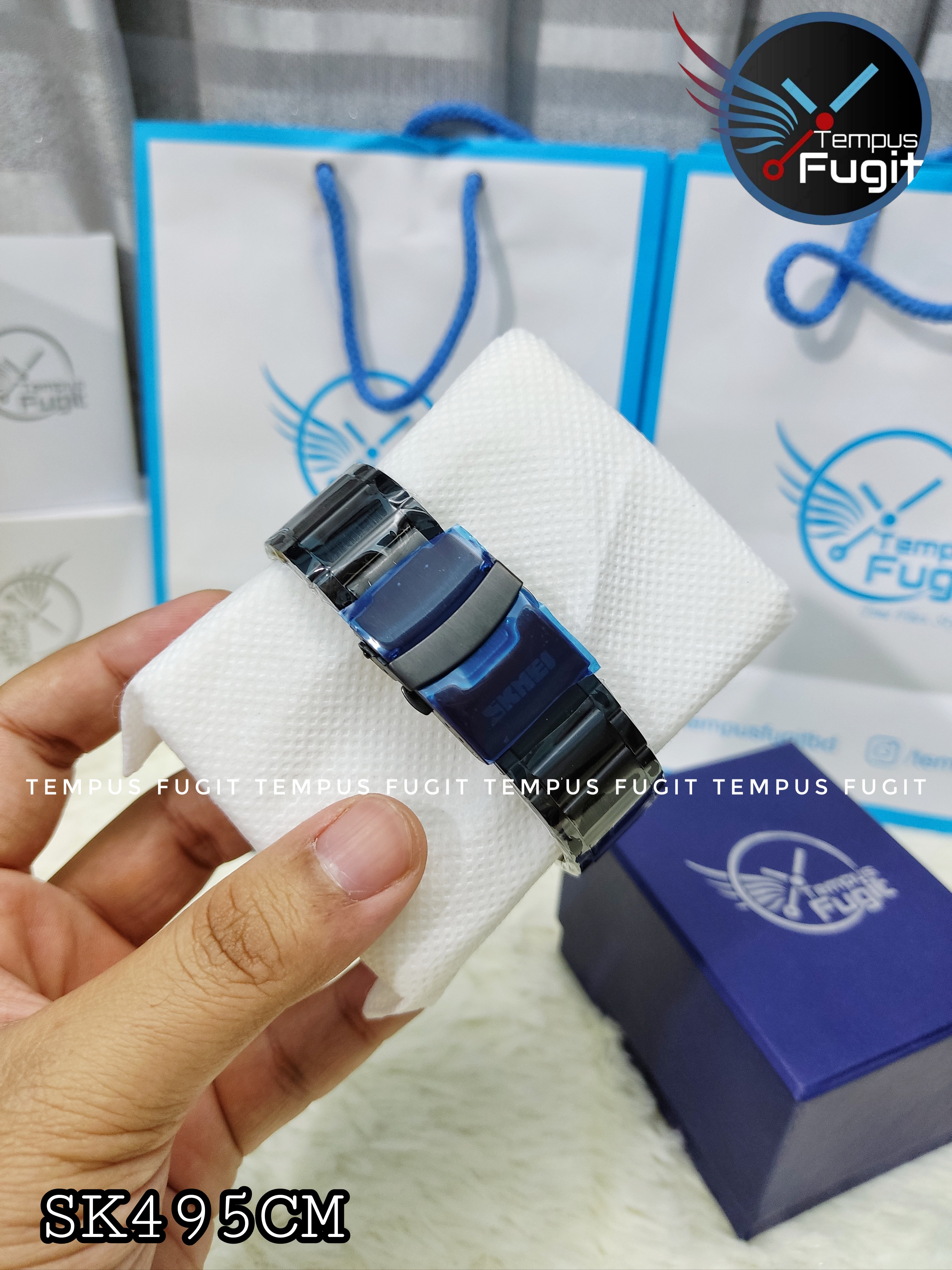 SKMEI 1260 Unique Gents Chain Watch- Black Dial- Black Bezel- Black Chain- TF Code SK495CM_img_12