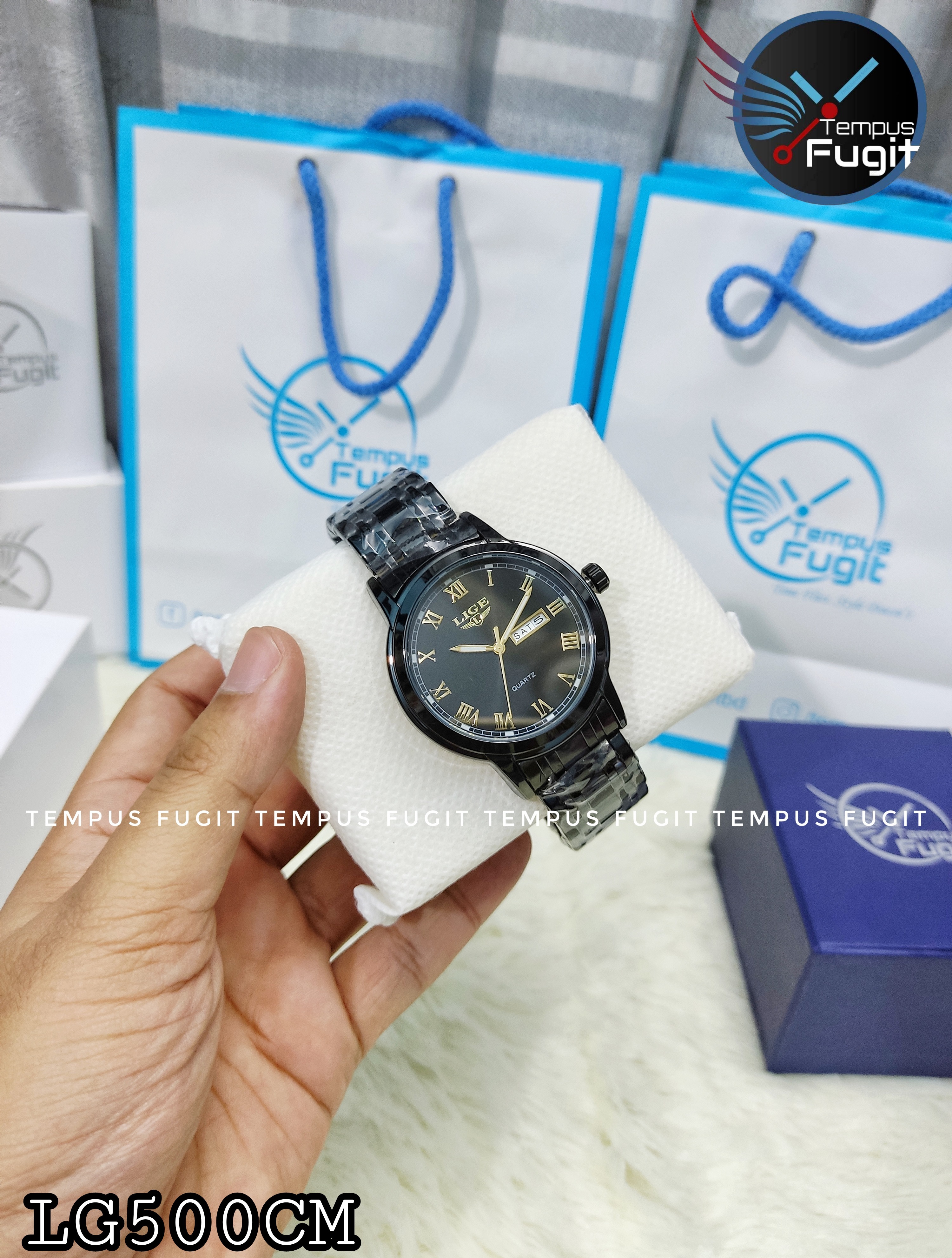 LIGE 9846 Gents Chain Watch- Black Dial- Black Bezel- Black Chain- TF Code LG500CM_img_1